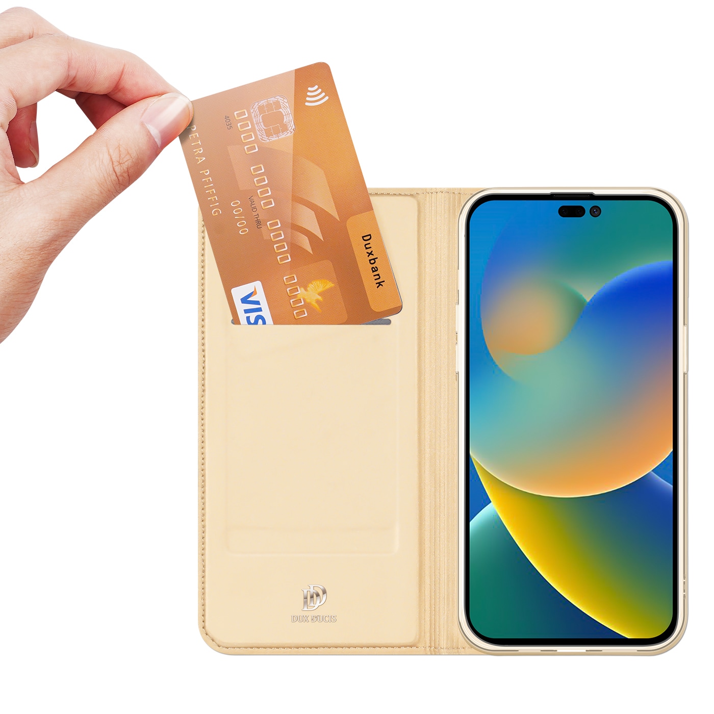 Dux Ducis Skin Pro Holster Flip Cover til iPhone 14 Pro guld