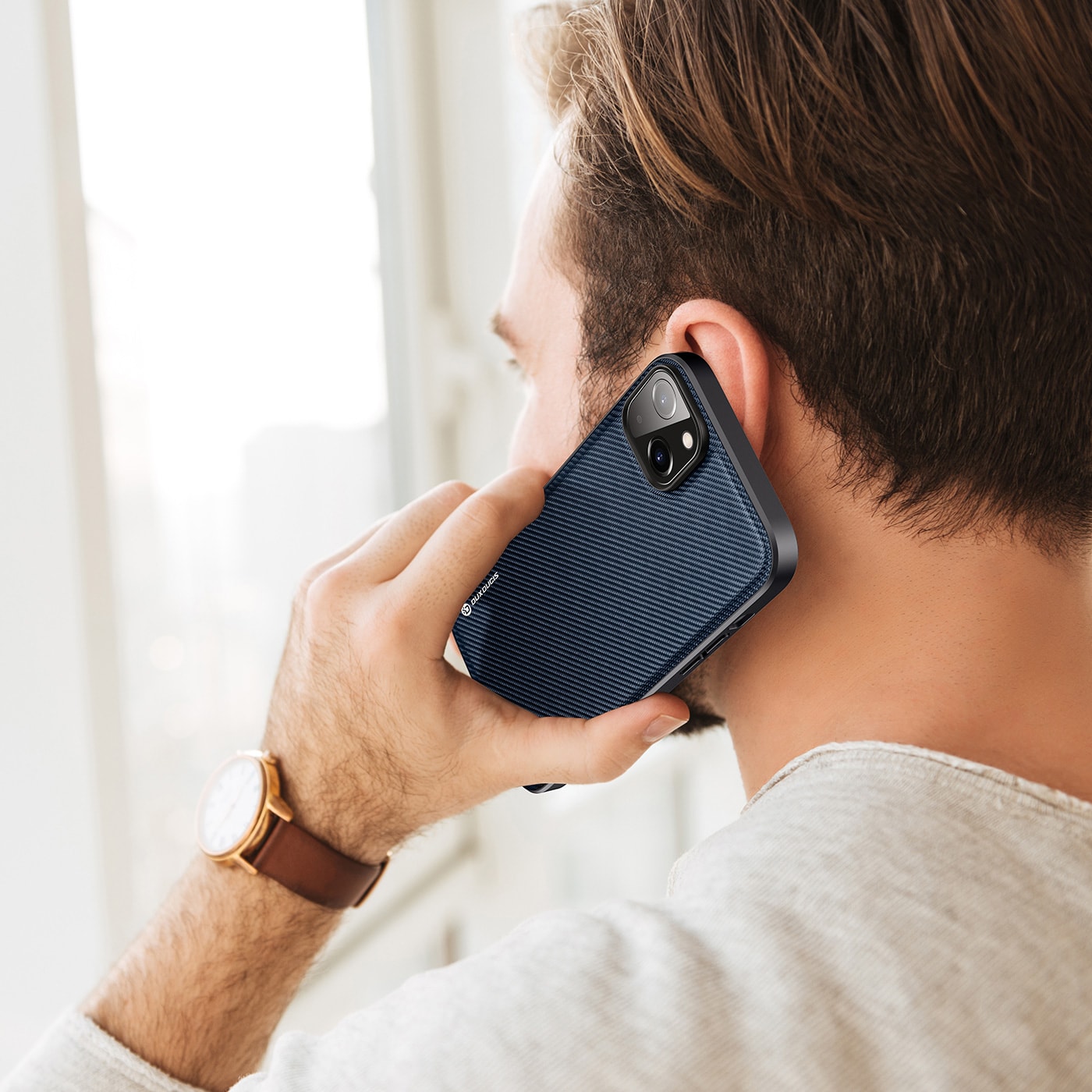 Dux Ducis Fino etui cover iPhone 14 Plus blå nylon