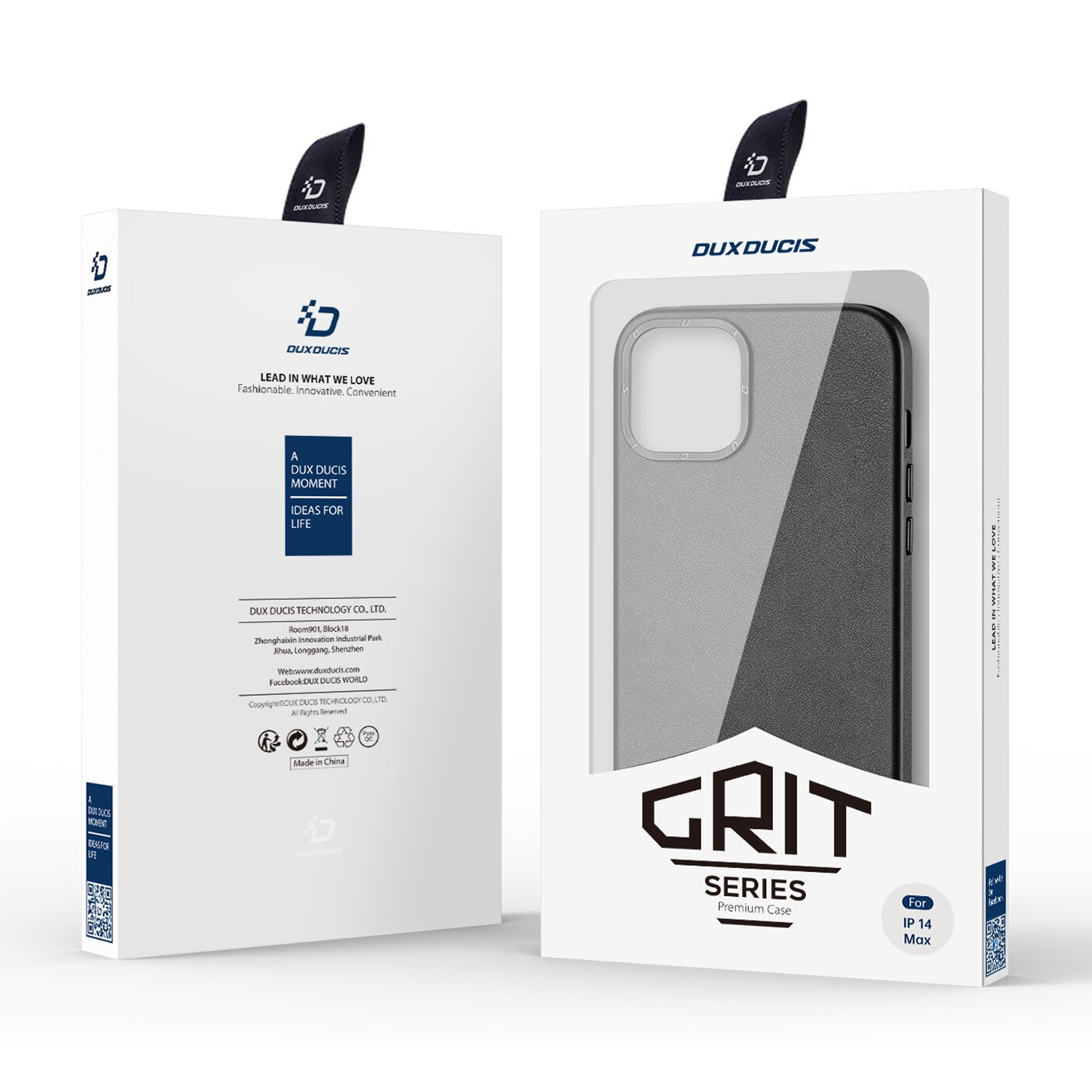Dux Ducis Grit læderetui til iPhone 14 Plus Elegant cover i kunstlæder (MagSafe-kompatibel) Sort