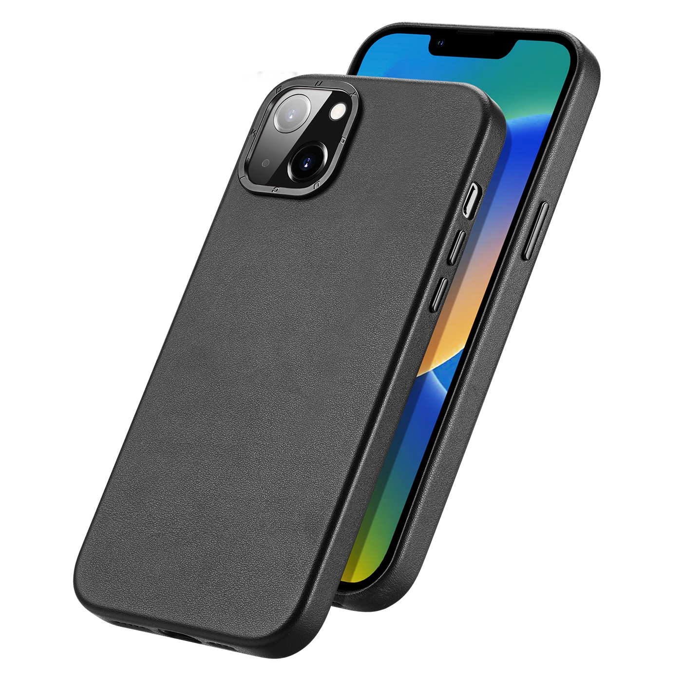 Dux Ducis Grit læderetui til iPhone 14 Plus Elegant cover i kunstlæder (MagSafe-kompatibel) Sort