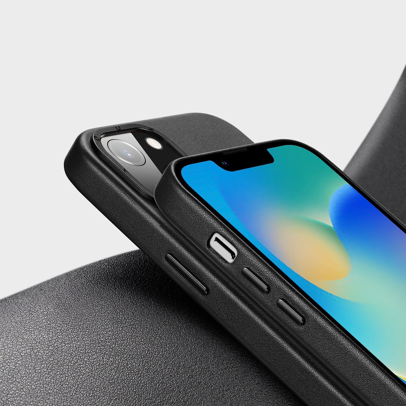 Dux Ducis Grit læderetui til iPhone 14 Plus Elegant cover i kunstlæder (MagSafe-kompatibel) Sort