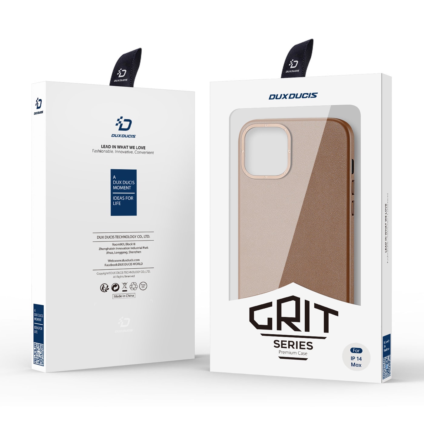 Dux Ducis Grit læderetui til iPhone 14 Plus Elegant cover i kunstlæder (MagSafe-kompatibel) Brun
