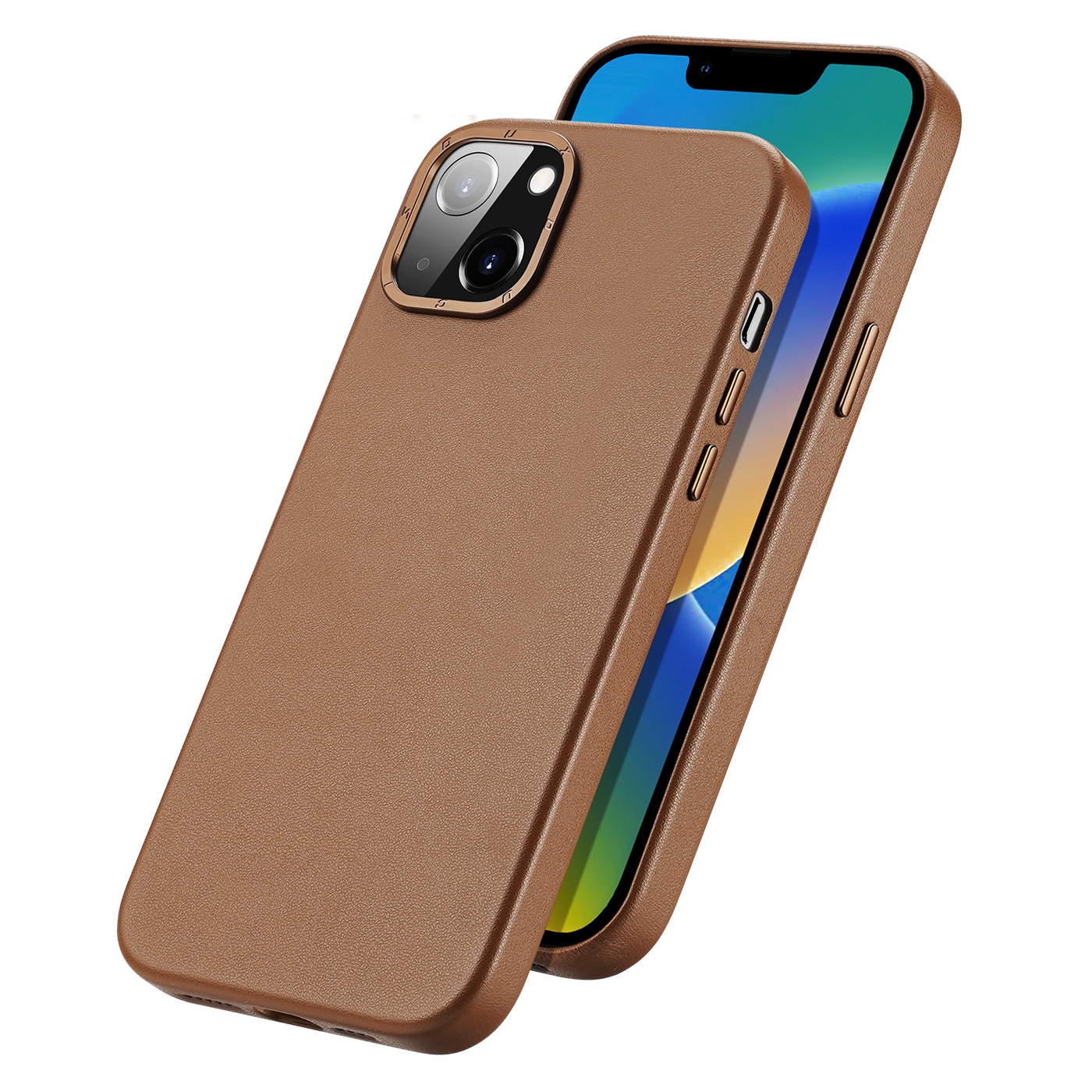 Dux Ducis Grit læderetui til iPhone 14 Plus Elegant cover i kunstlæder (MagSafe-kompatibel) Brun