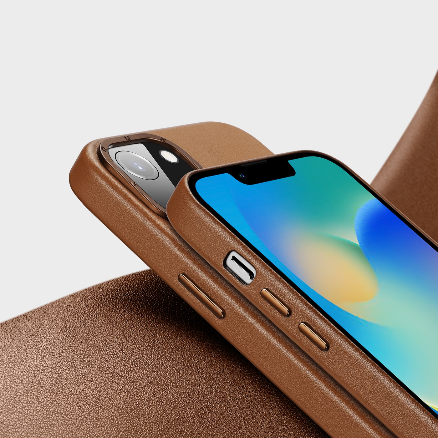Dux Ducis Grit læderetui til iPhone 14 Plus Elegant cover i kunstlæder (MagSafe-kompatibel) Brun