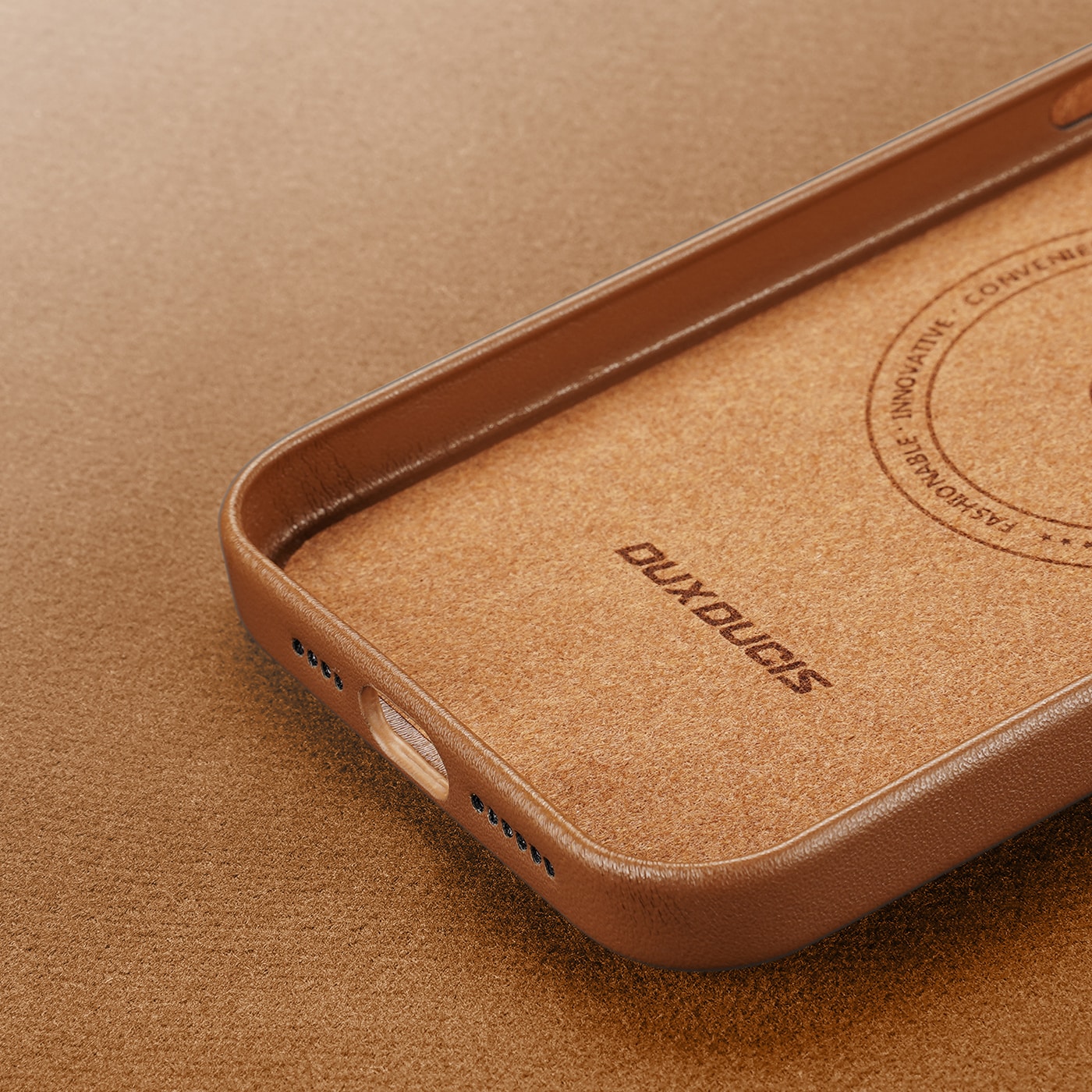Dux Ducis Grit læderetui til iPhone 14 Plus Elegant cover i kunstlæder (MagSafe-kompatibel) Brun