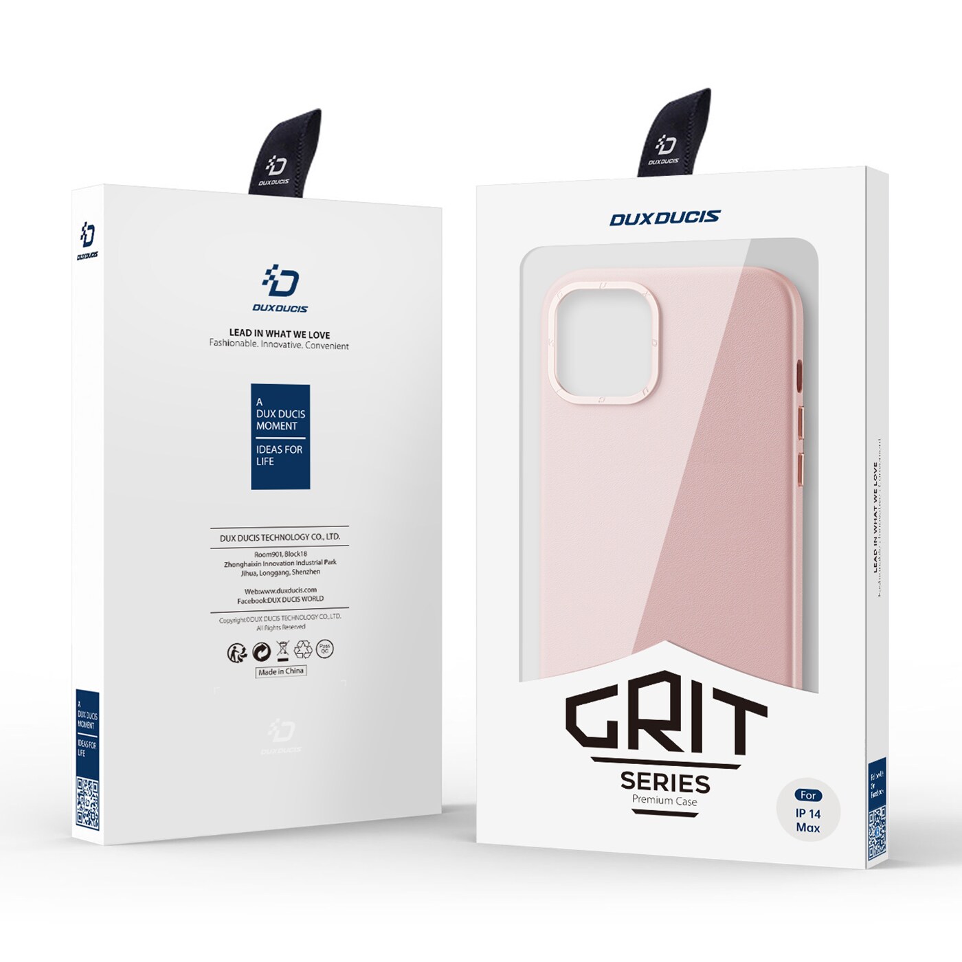 Dux Ducis Grit læderetui til iPhone 14 Plus Elegant cover i kunstlæder (MagSafe-kompatibel) Pink