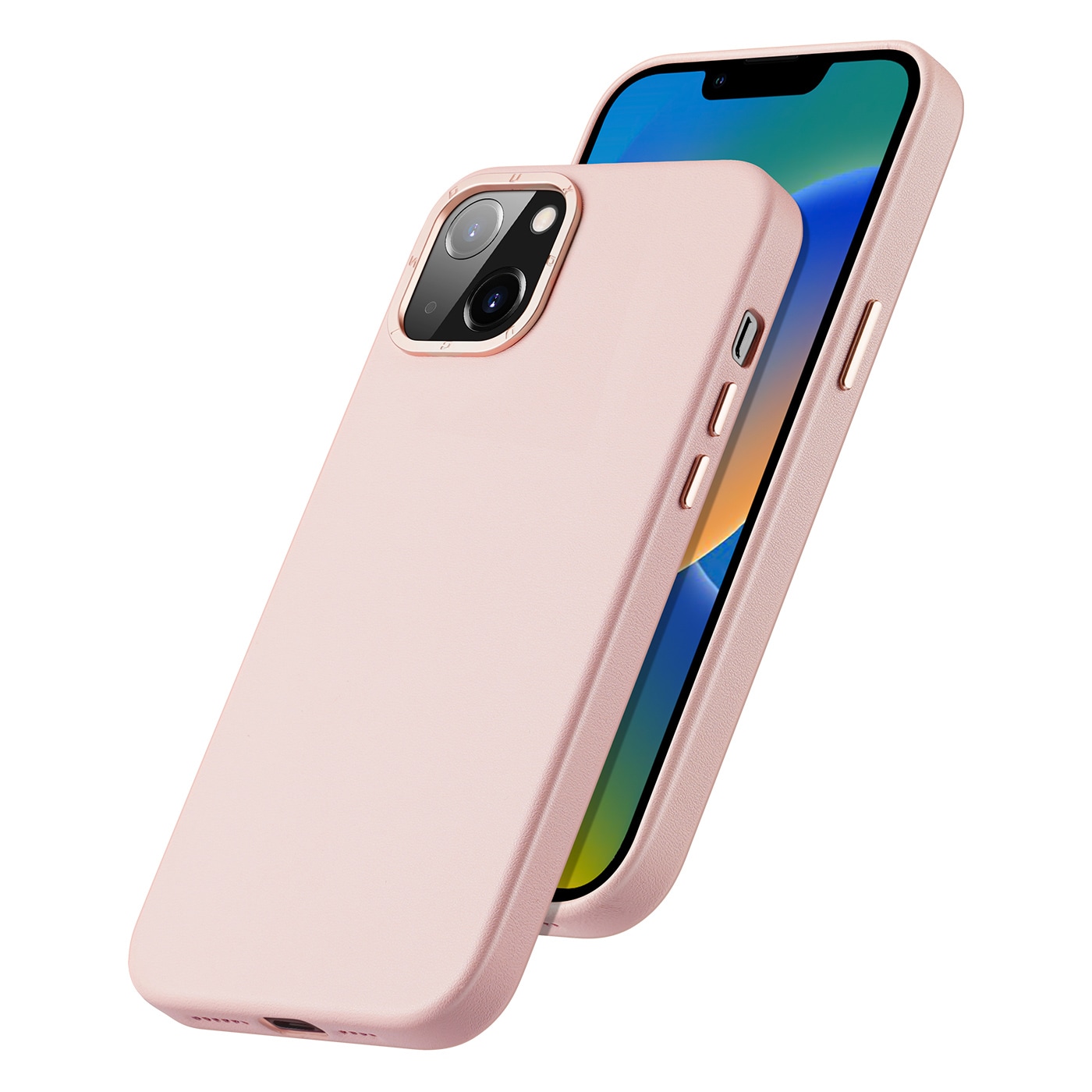 Dux Ducis Grit læderetui til iPhone 14 Plus Elegant cover i kunstlæder (MagSafe-kompatibel) Pink