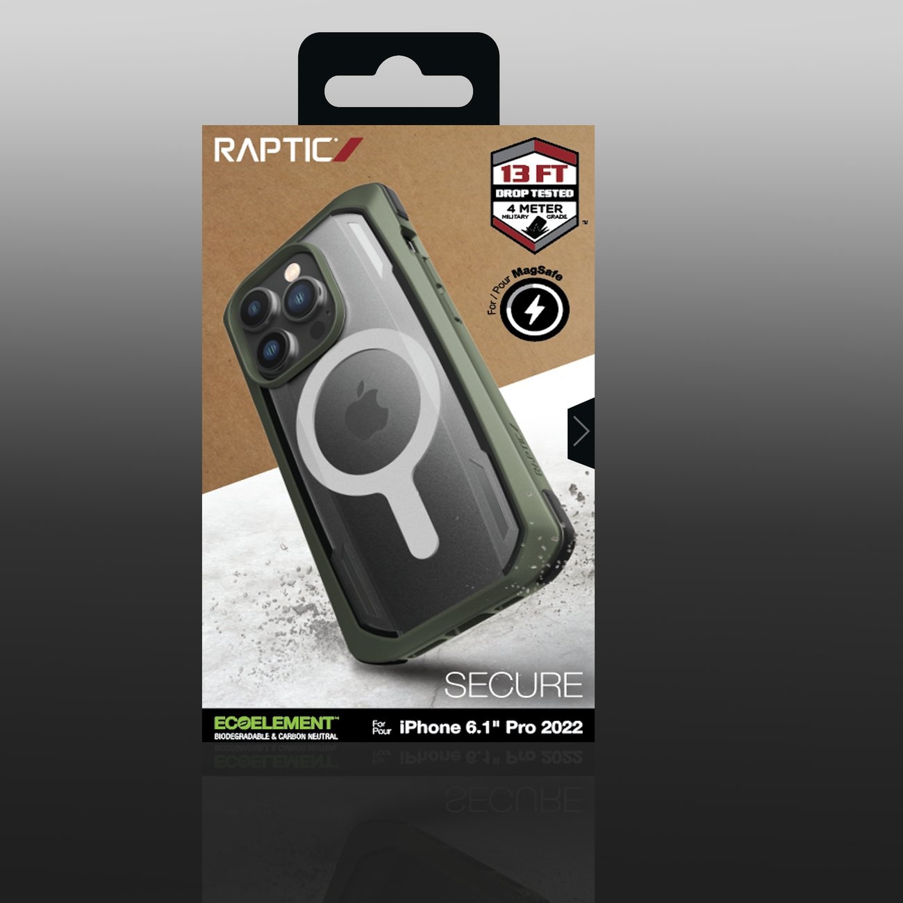 Raptic X-Doria Secure Case iPhone 14 Pro med MagSafe pansret cover grøn