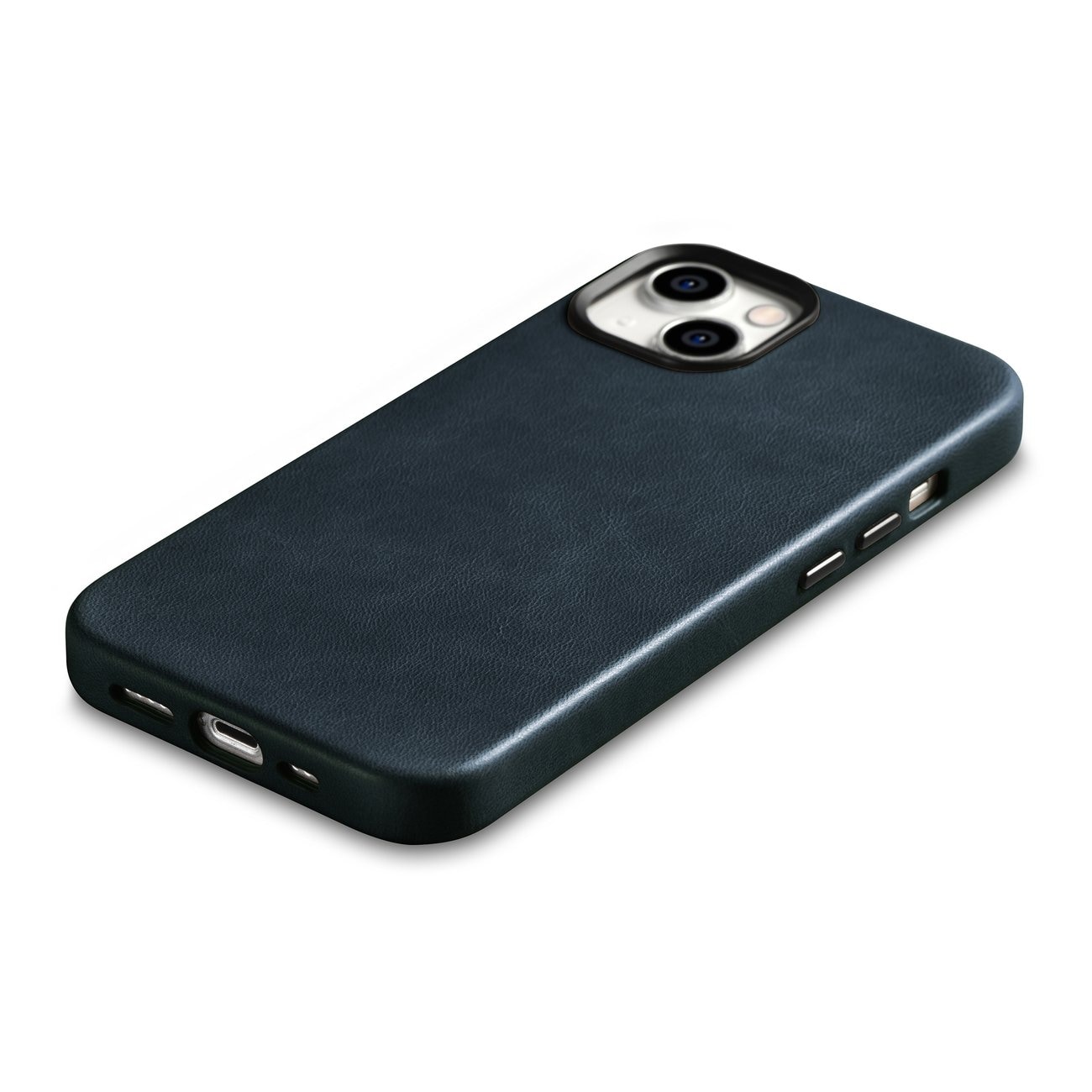 iCarer Oil Wax Premium læderetui til iPhone 14 Plus med MagSafe - mørkeblå (WMI14220703-BU)