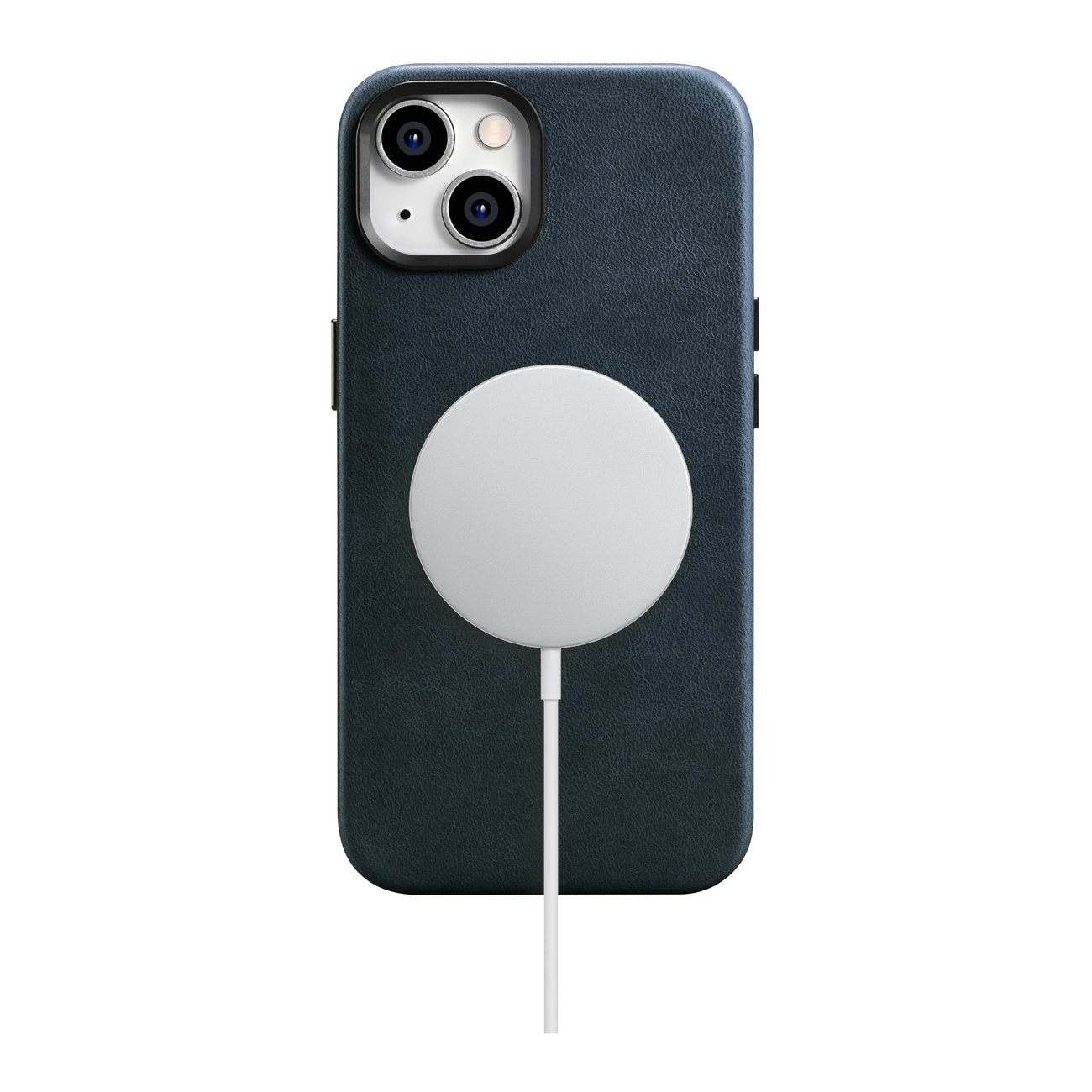 iCarer Oil Wax Premium læderetui til iPhone 14 Plus med MagSafe - mørkeblå (WMI14220703-BU)