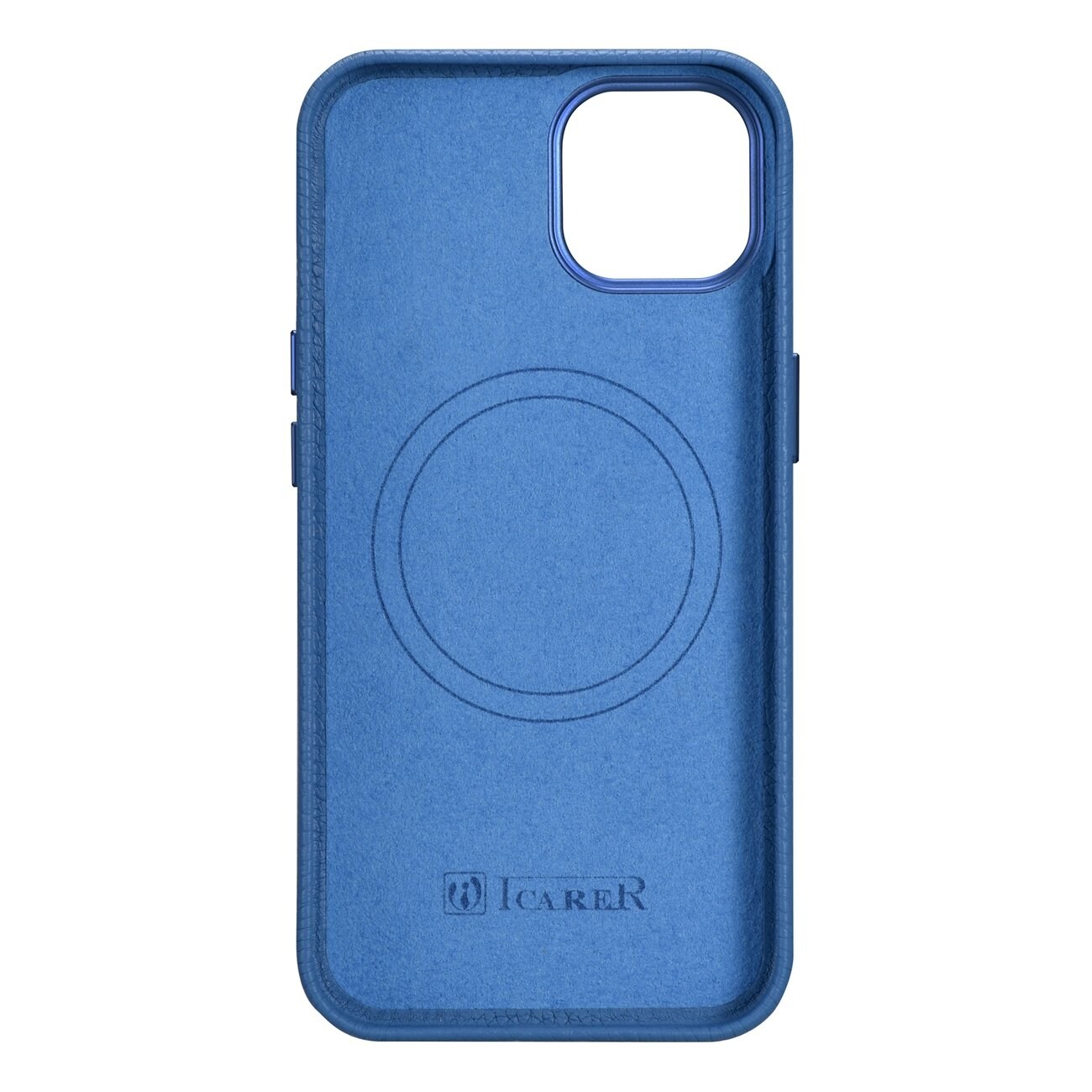iCarer Litchi Premium læderetui til iPhone 14 Plus Magnetisk MagSafe Lyseblå (WMI14220711-LB)