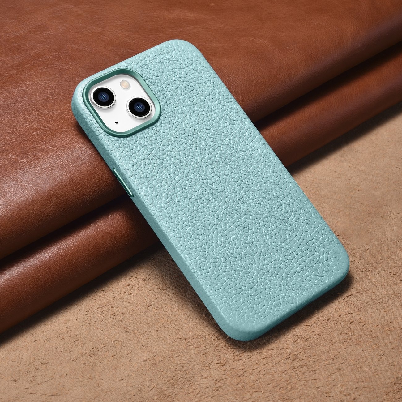 iCarer Litchi Premium magnetisk læderetui til iPhone 14 Plus med MagSafe - Green (WMI14220711-GN)