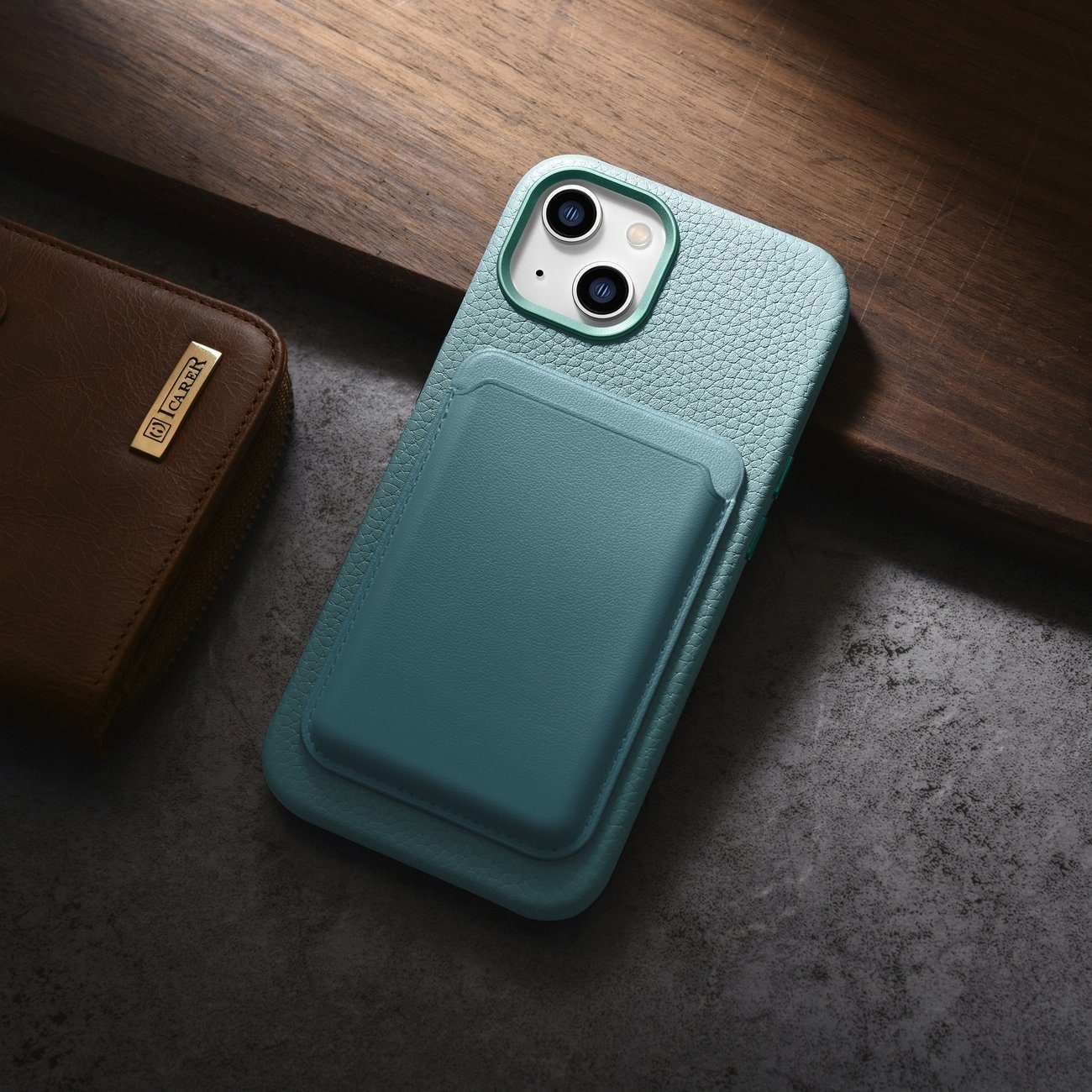 iCarer Litchi Premium magnetisk læderetui til iPhone 14 Plus med MagSafe - Green (WMI14220711-GN)