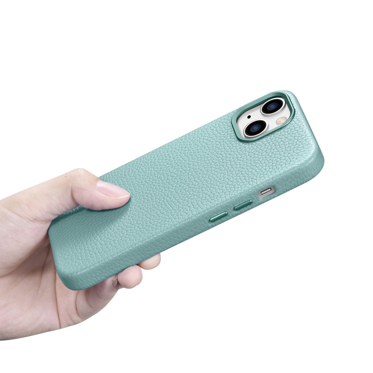 iCarer Litchi Premium magnetisk læderetui til iPhone 14 Plus med MagSafe - Green (WMI14220711-GN)