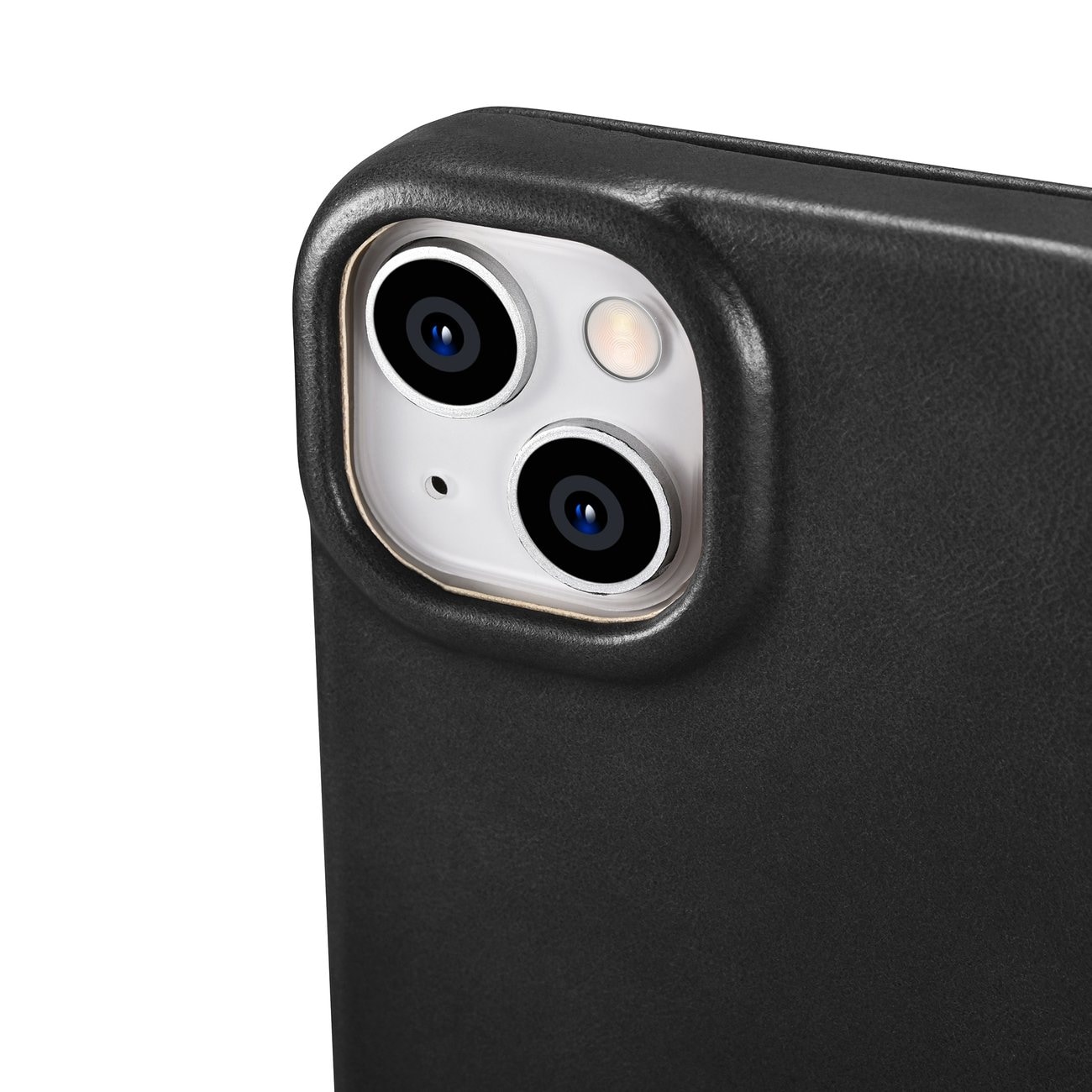 iCarer CE Oil Wax Leather Folio Case for iPhone 14 Plus, Magnetic Flip, MagSafe, Black