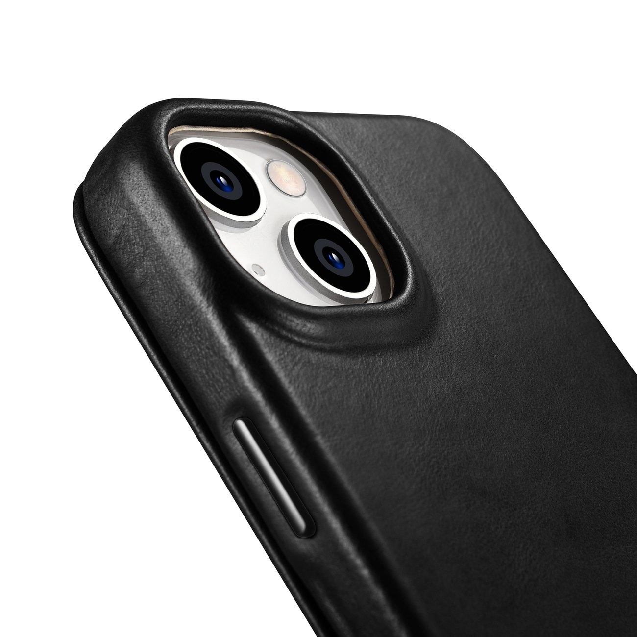 iCarer CE Oil Wax Leather Folio Case for iPhone 14 Plus, Magnetic Flip, MagSafe, Black