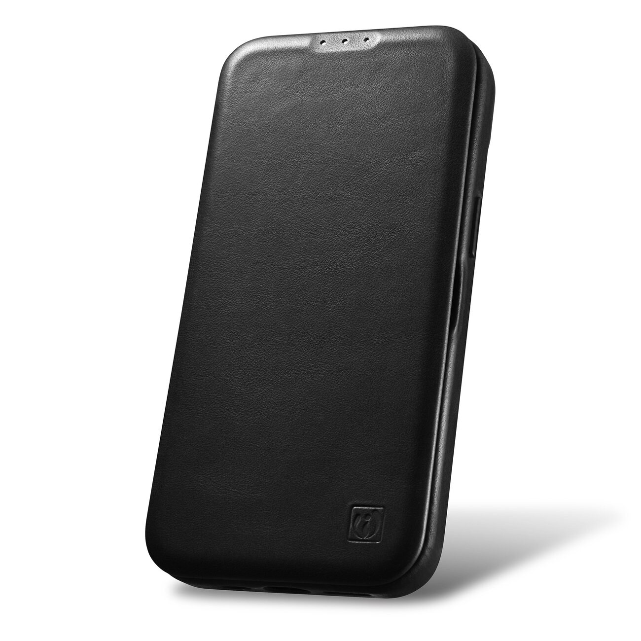 iCarer CE Oil Wax Leather Folio Case for iPhone 14 Plus, Magnetic Flip, MagSafe, Black