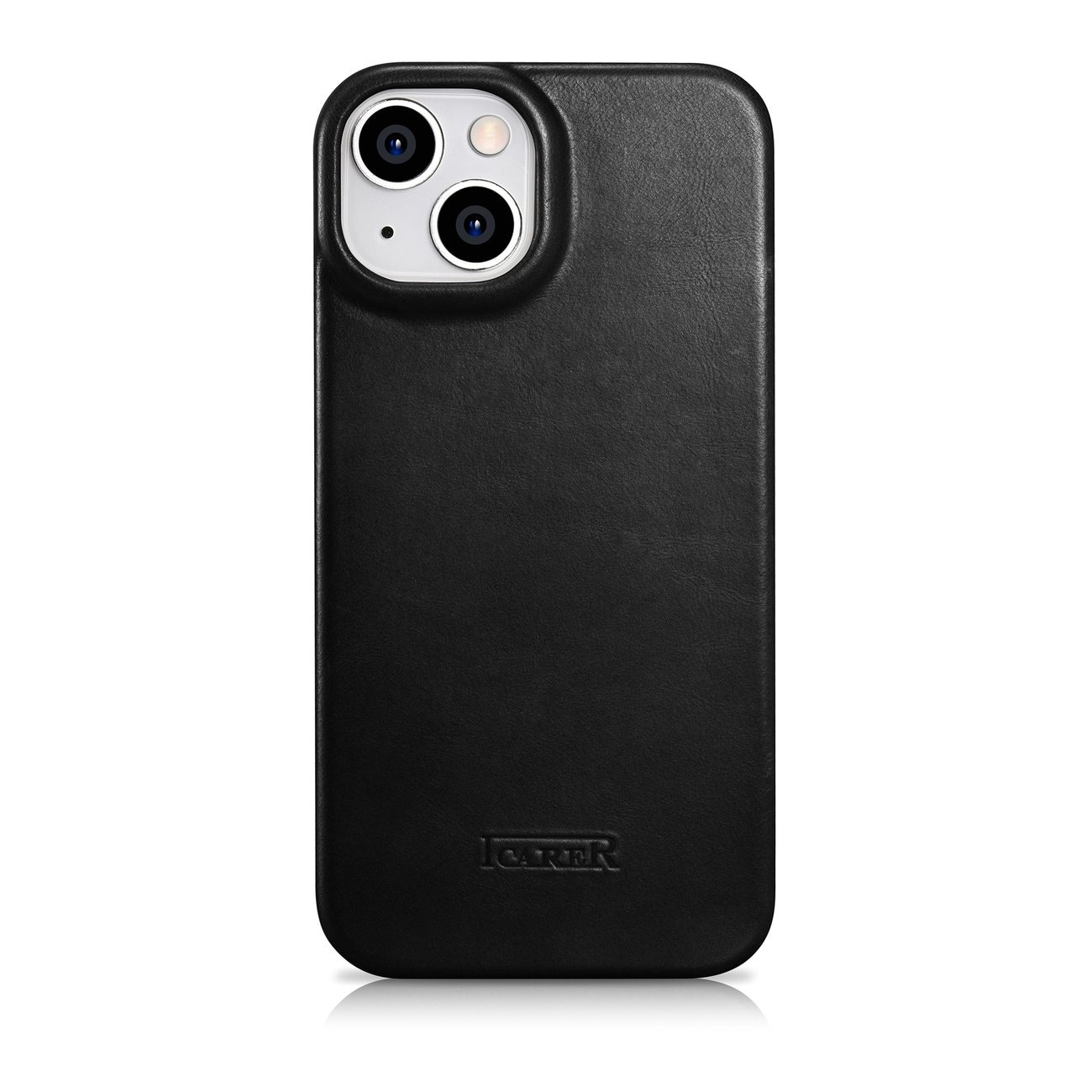 iCarer CE Oil Wax Leather Folio Case for iPhone 14 Plus, Magnetic Flip, MagSafe, Black