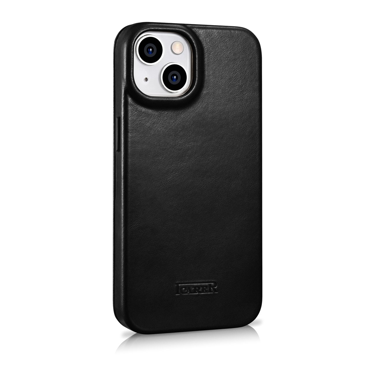 iCarer CE Oil Wax Leather Folio Case for iPhone 14 Plus, Magnetic Flip, MagSafe, Black