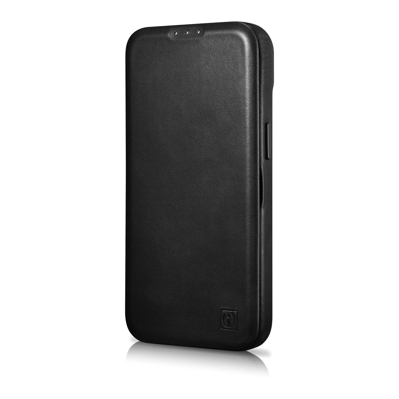 iCarer CE Oil Wax Leather Folio Case for iPhone 14 Plus, Magnetic Flip, MagSafe, Black