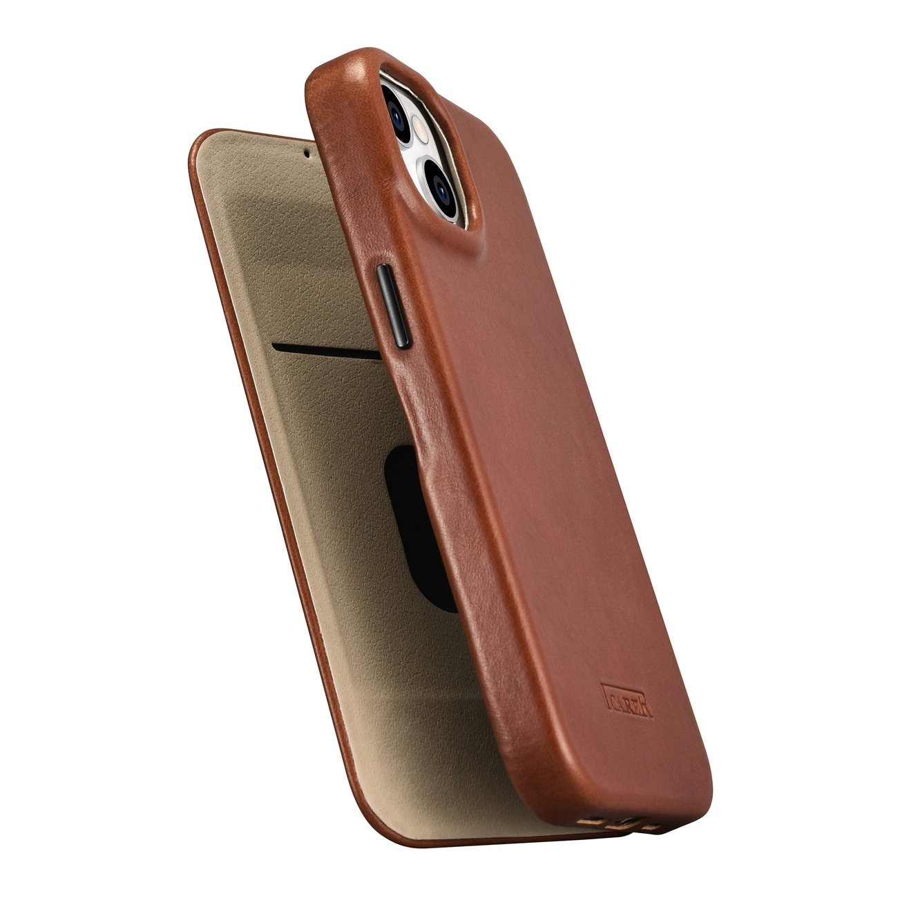 iCarer CE Oil Wax Leather Folio Case iPhone 14 Plus MagSafe Flip Etui Brown (AKI14220707-BN)