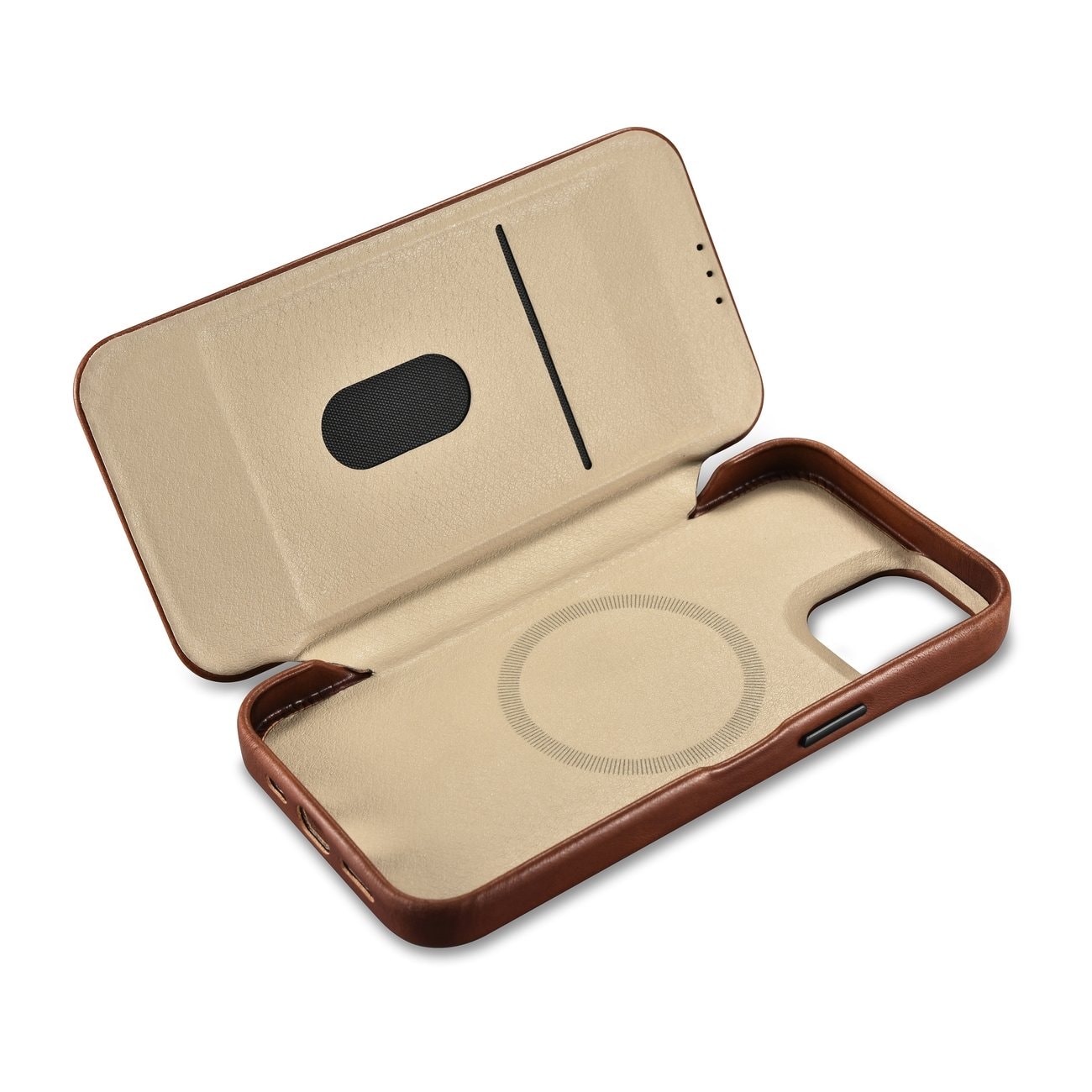 iCarer CE Oil Wax Leather Folio Case iPhone 14 Plus MagSafe Flip Etui Brown (AKI14220707-BN)