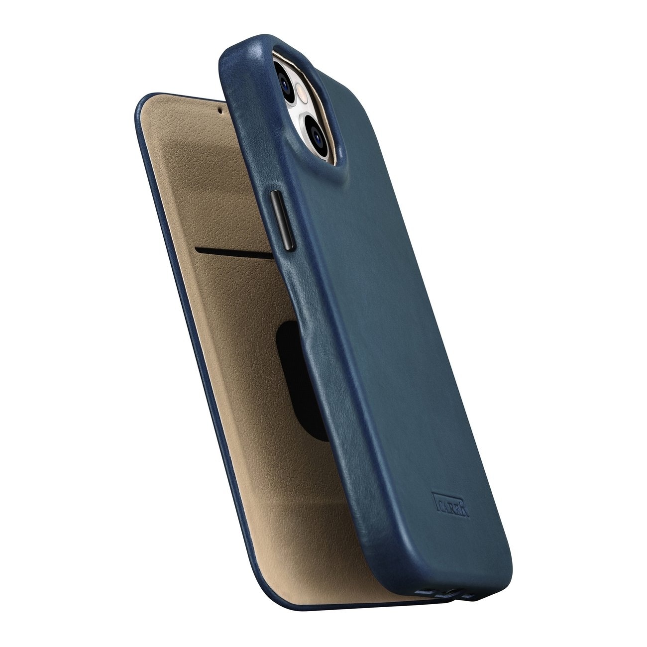 iCarer CE Oil Wax Leather Folio Case iPhone 14 Plus MagSafe Flip Etui Blue (AKI14220707-BU)
