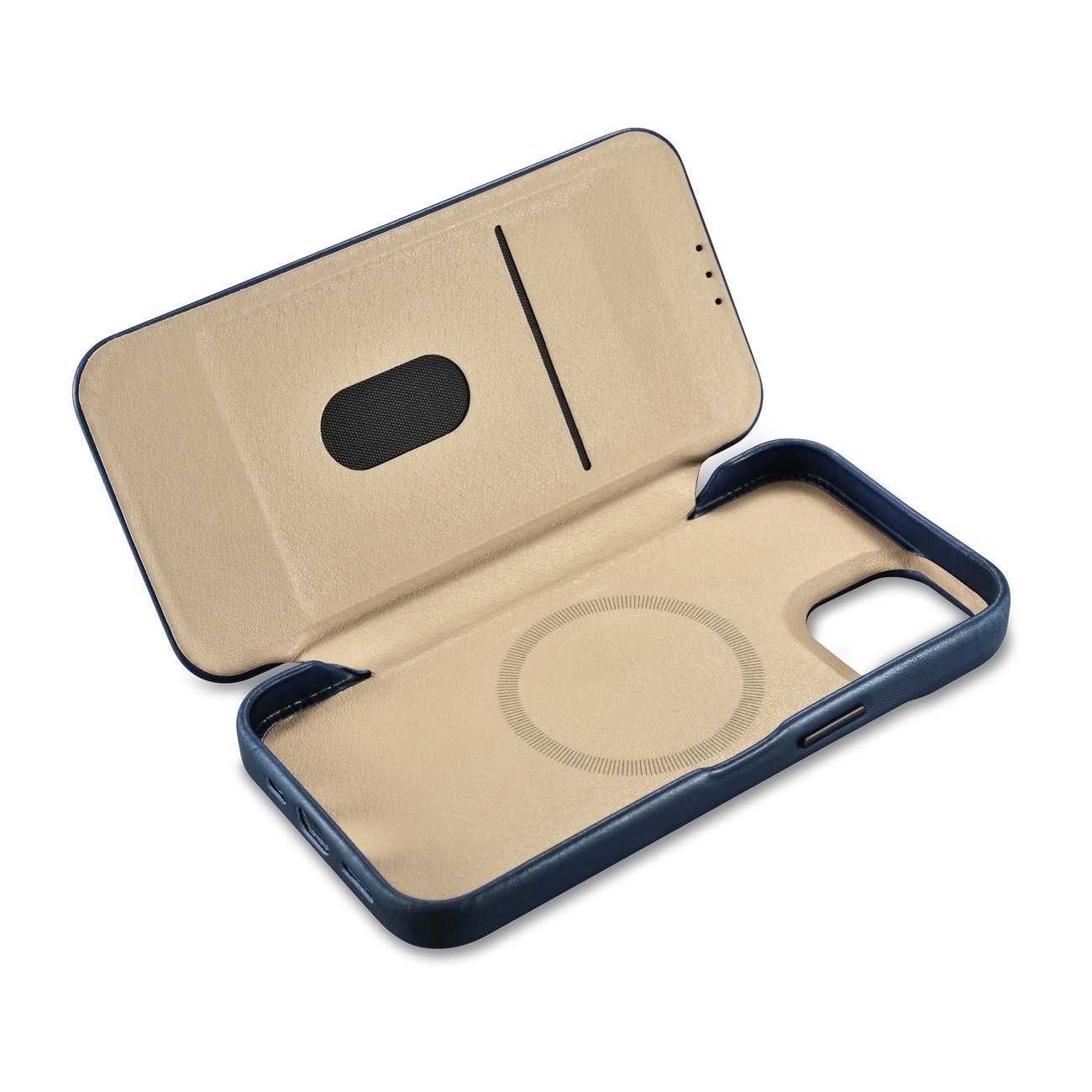 iCarer CE Oil Wax Leather Folio Case iPhone 14 Plus MagSafe Flip Etui Blue (AKI14220707-BU)