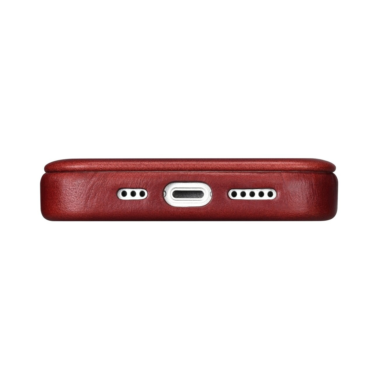 iCarer CE Oil Wax Premium Leather Folio Case for iPhone 14 Plus, Magnetic Flip, MagSafe, Red