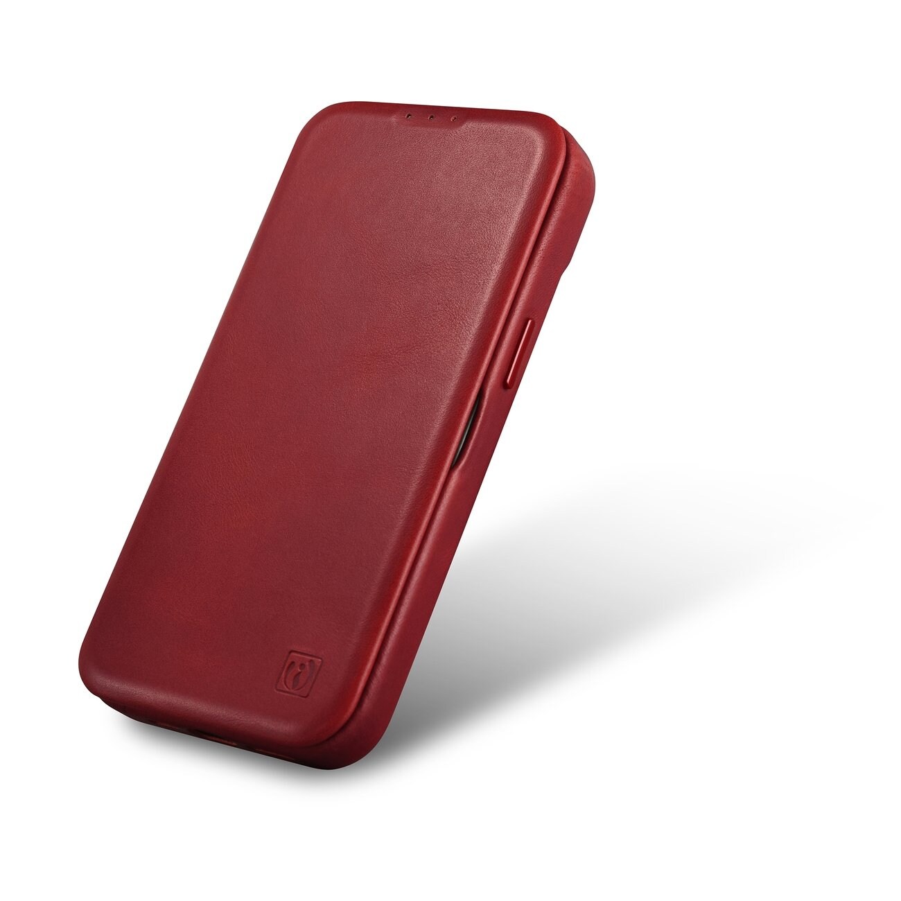 iCarer CE Oil Wax Premium Leather Folio Case for iPhone 14 Plus, Magnetic Flip, MagSafe, Red