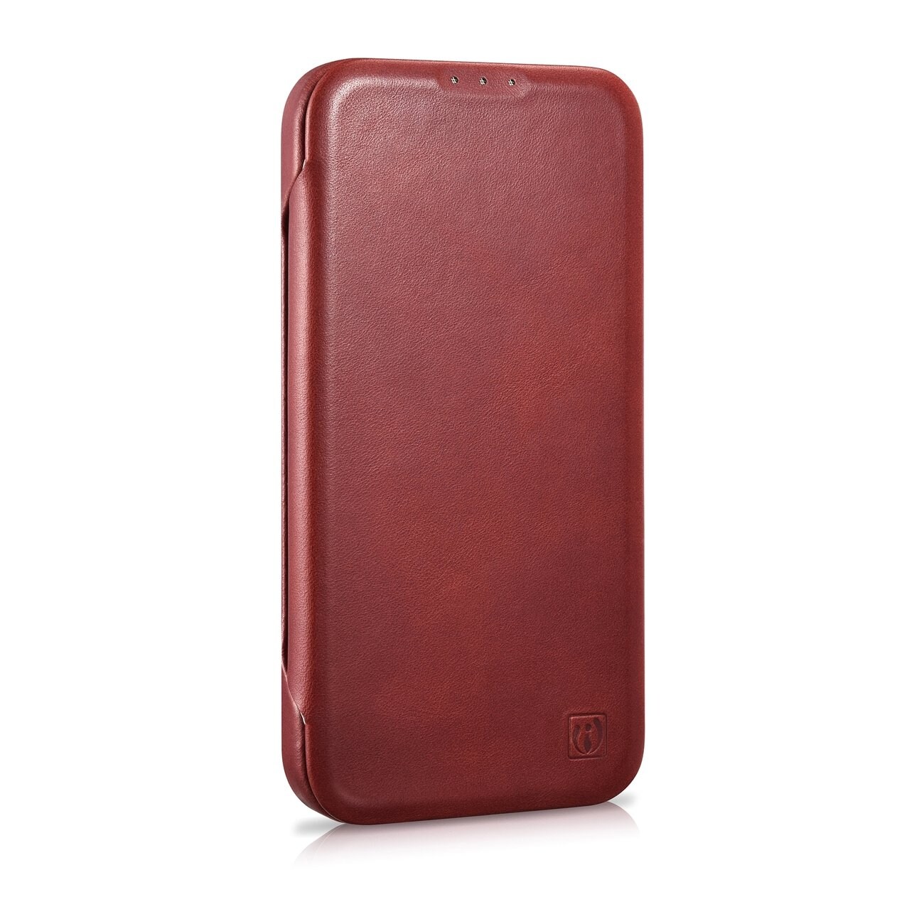 iCarer CE Oil Wax Premium Leather Folio Case for iPhone 14 Plus, Magnetic Flip, MagSafe, Red