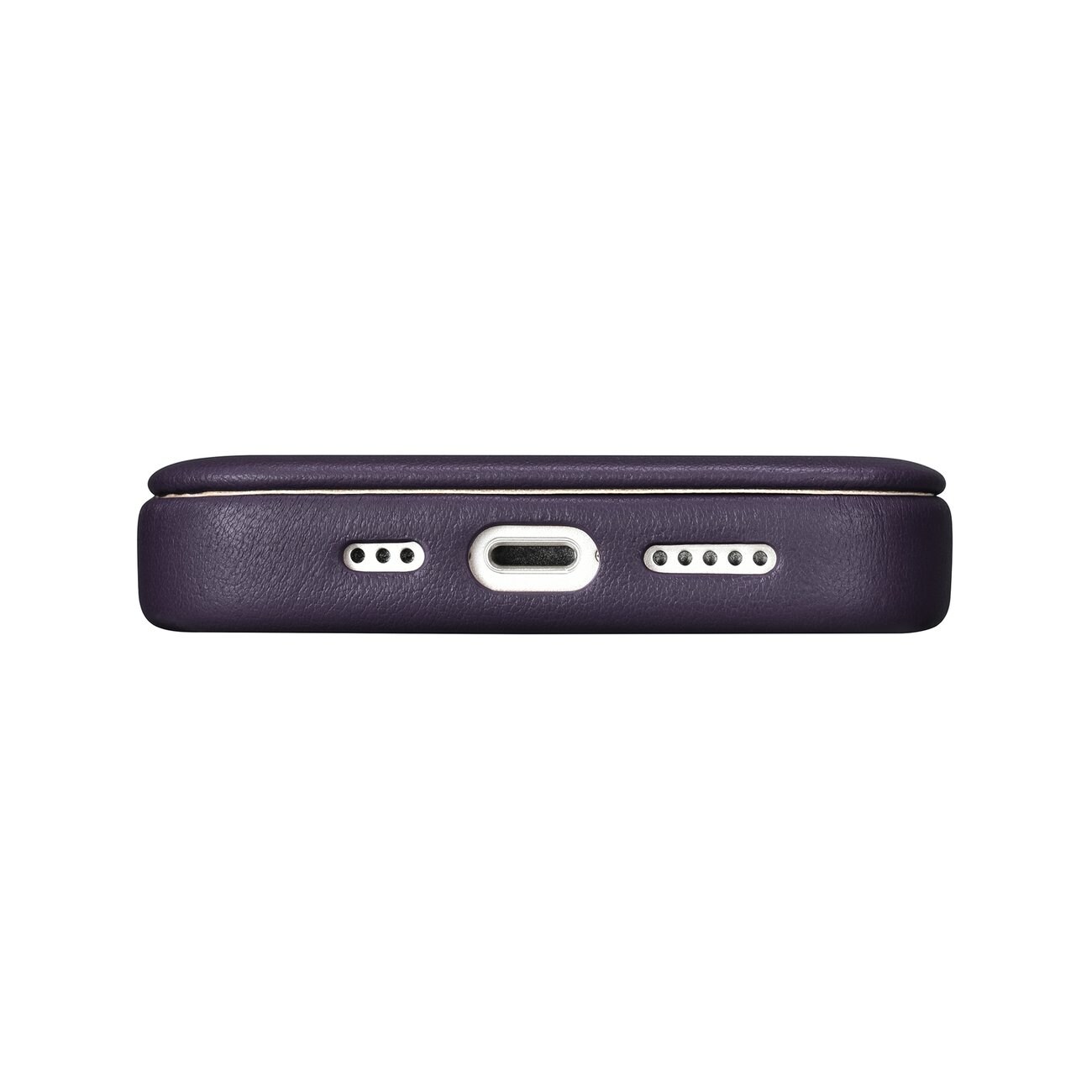 iCarer CE Premium Leather Folio Case for iPhone 14 Plus, Magnetic Flip MagSafe, Dark Purple