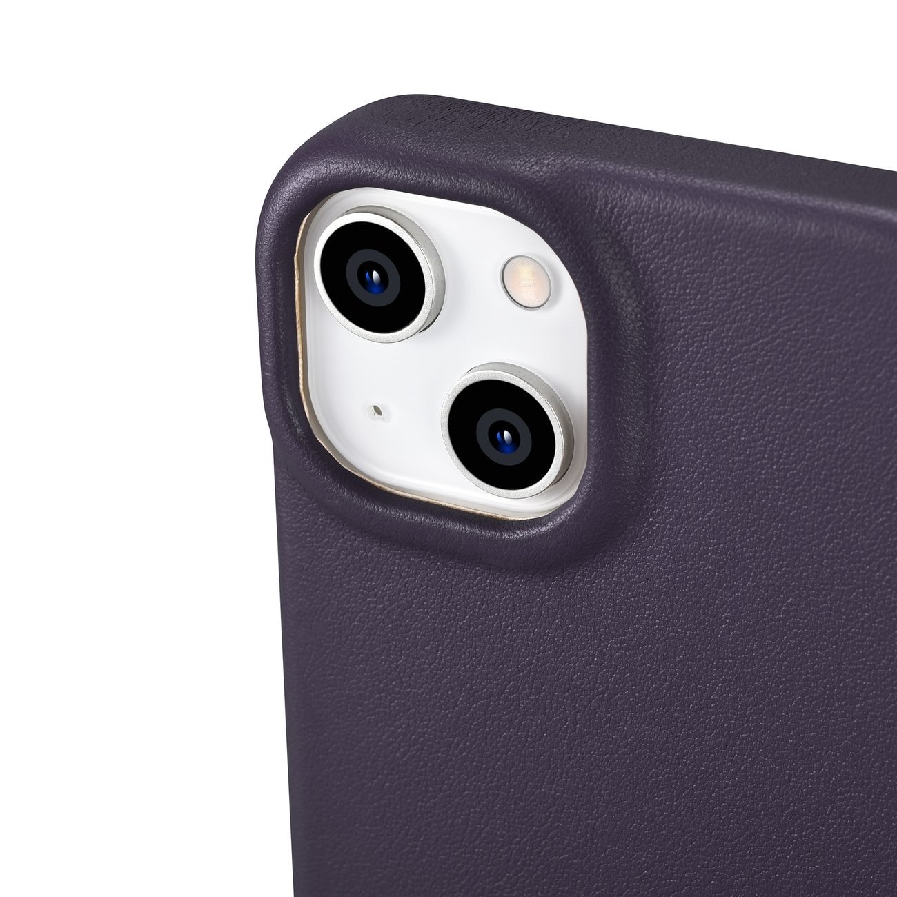 iCarer CE Premium Leather Folio Case for iPhone 14 Plus, Magnetic Flip MagSafe, Dark Purple
