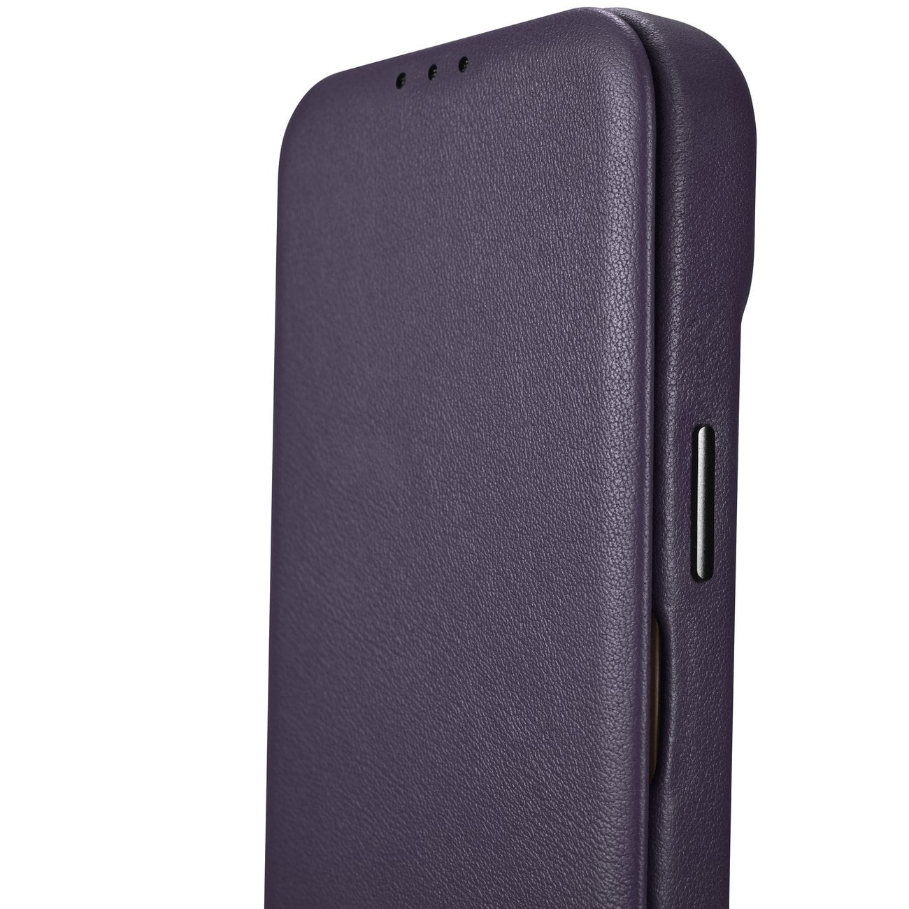 iCarer CE Premium Leather Folio Case for iPhone 14 Plus, Magnetic Flip MagSafe, Dark Purple