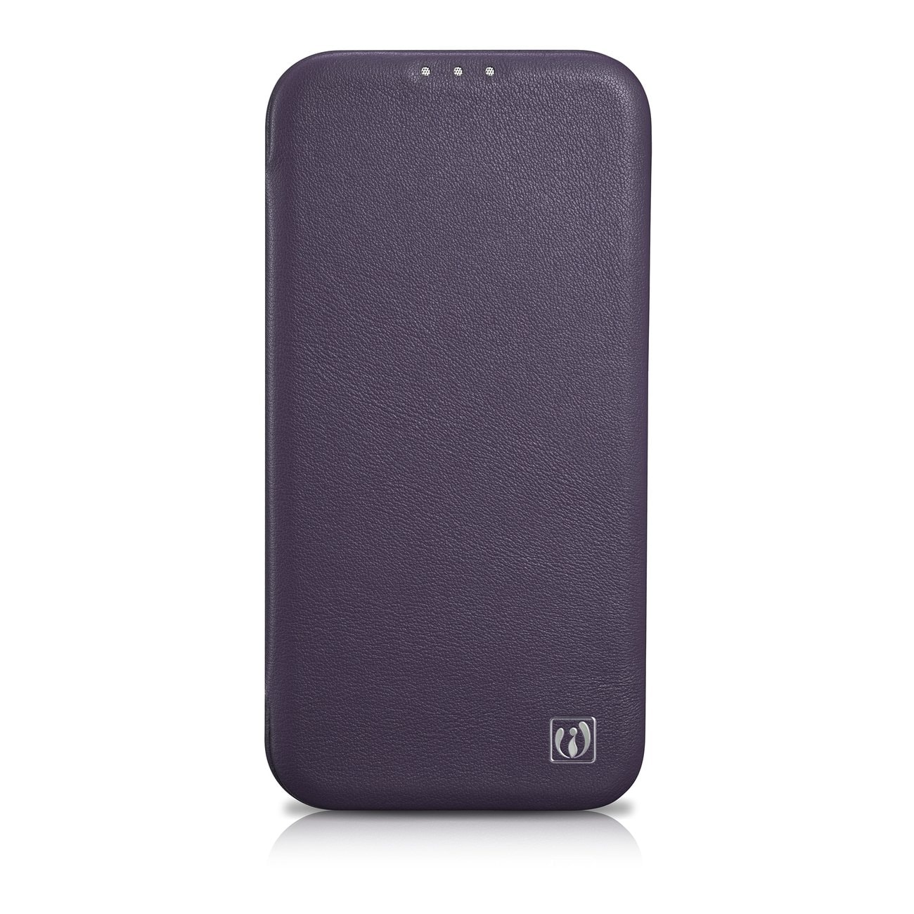 iCarer CE Premium Leather Folio Case for iPhone 14 Plus, Magnetic Flip MagSafe, Dark Purple