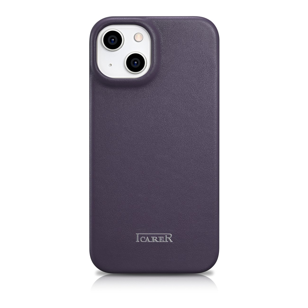 iCarer CE Premium Leather Folio Case for iPhone 14 Plus, Magnetic Flip MagSafe, Dark Purple