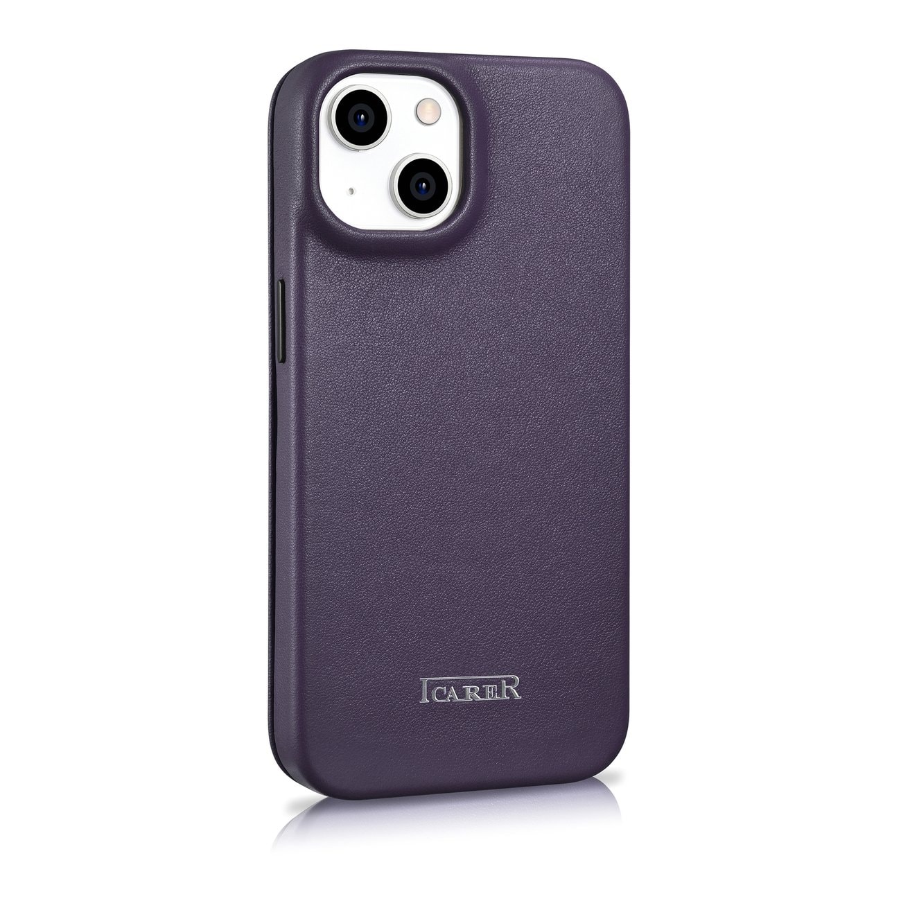 iCarer CE Premium Leather Folio Case for iPhone 14 Plus, Magnetic Flip MagSafe, Dark Purple