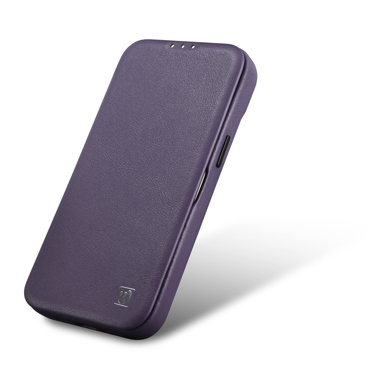 iCarer CE Premium Leather Folio Case for iPhone 14 Plus, Magnetic Flip MagSafe, Dark Purple