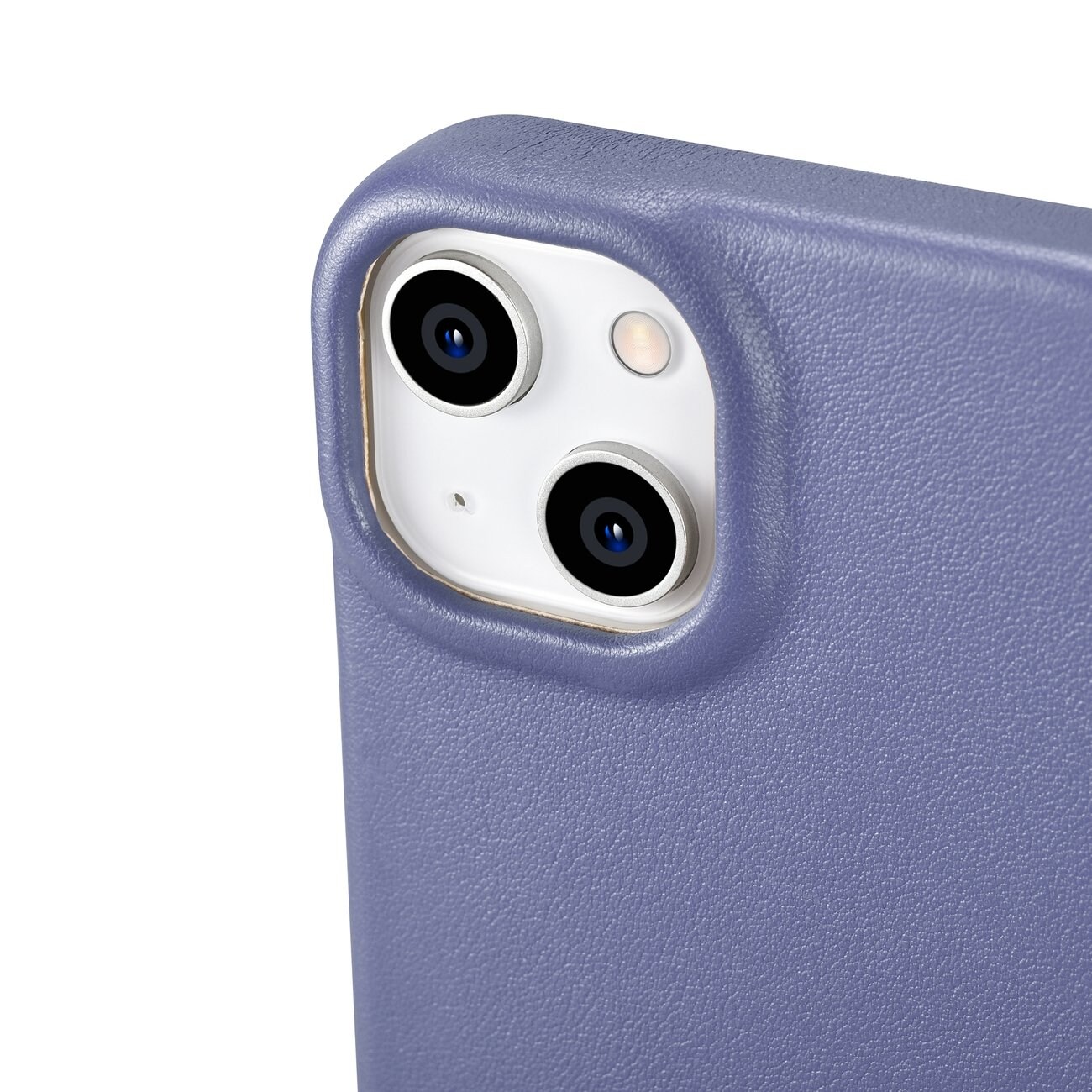 iCarer CE Premium Leather Folio Case for iPhone 14 Plus, Magnetic Flip, MagSafe, Light Purple