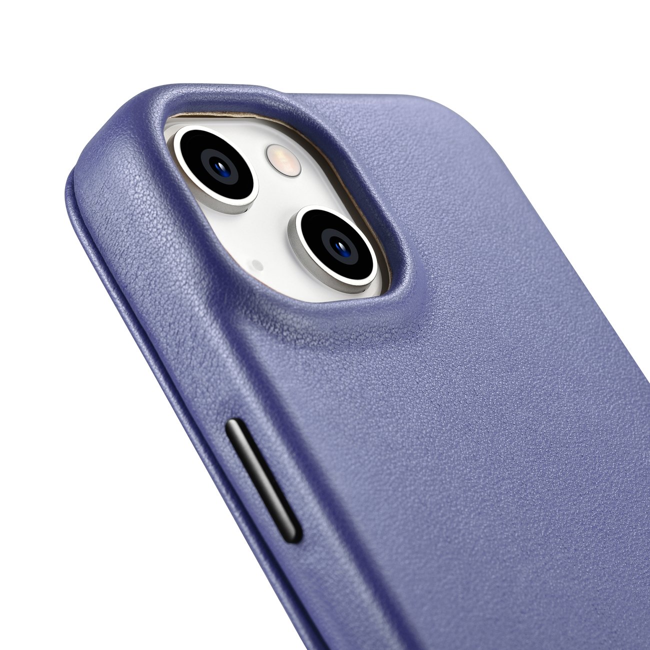 iCarer CE Premium Leather Folio Case for iPhone 14 Plus, Magnetic Flip, MagSafe, Light Purple