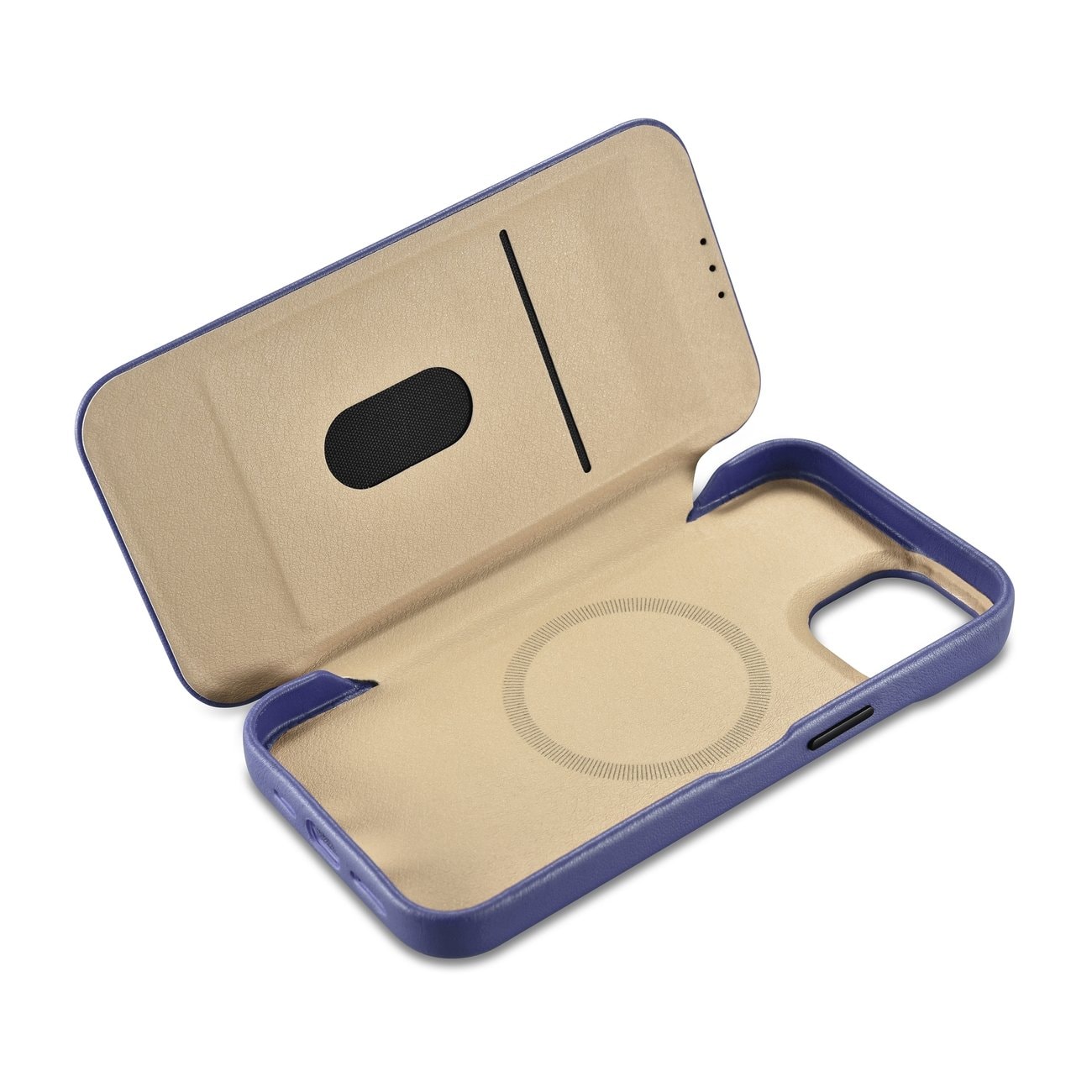 iCarer CE Premium Leather Folio Case for iPhone 14 Plus, Magnetic Flip, MagSafe, Light Purple