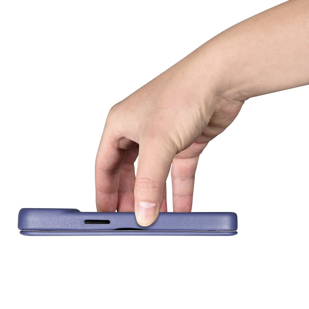 iCarer CE Premium Leather Folio Case for iPhone 14 Plus, Magnetic Flip, MagSafe, Light Purple