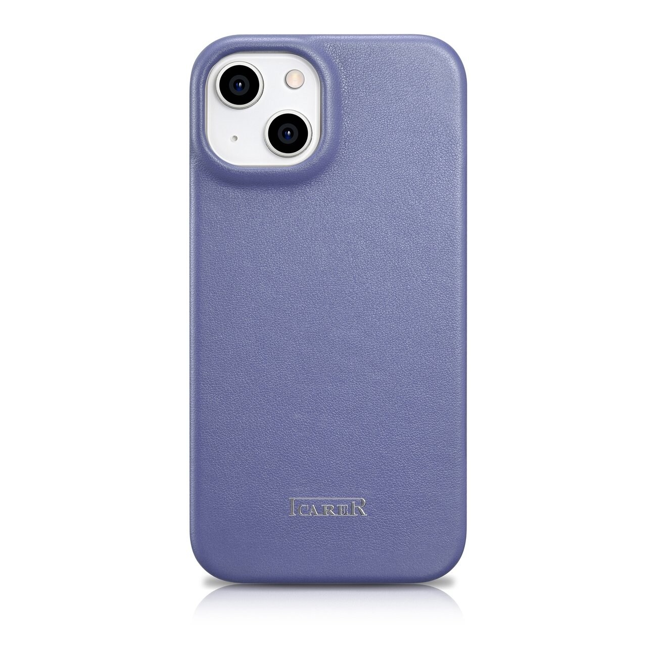 iCarer CE Premium Leather Folio Case for iPhone 14 Plus, Magnetic Flip, MagSafe, Light Purple