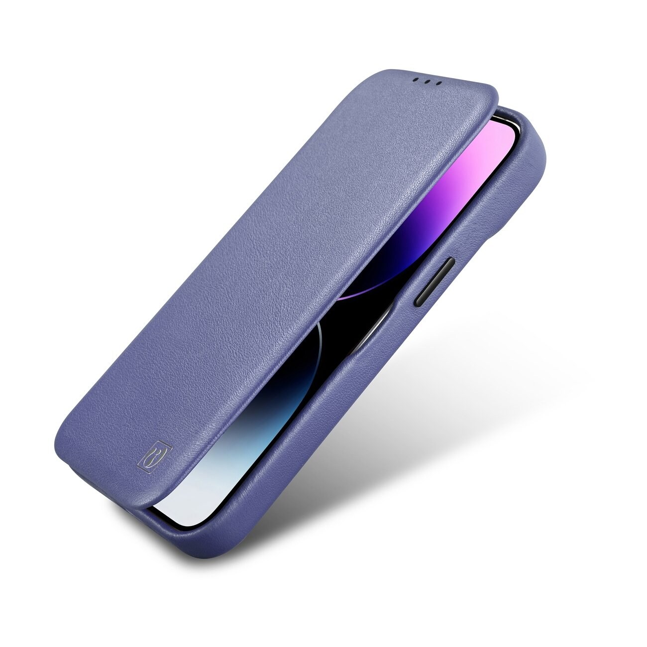 iCarer CE Premium Leather Folio Case for iPhone 14 Plus, Magnetic Flip, MagSafe, Light Purple
