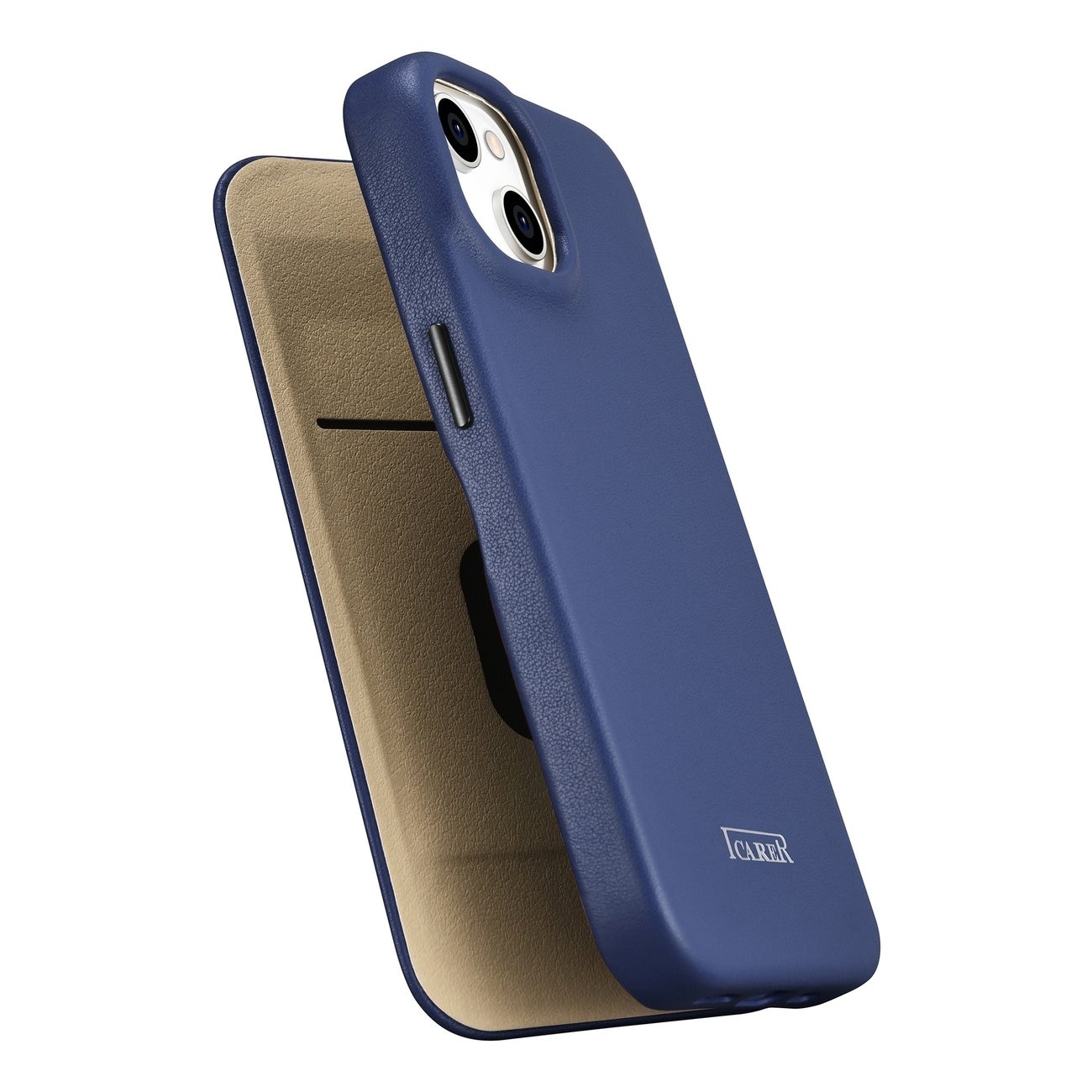 iCarer CE Premium Leather Folio Case for iPhone 14 Plus Magnetic Flip MagSafe Blue (WMI14220715-BU)