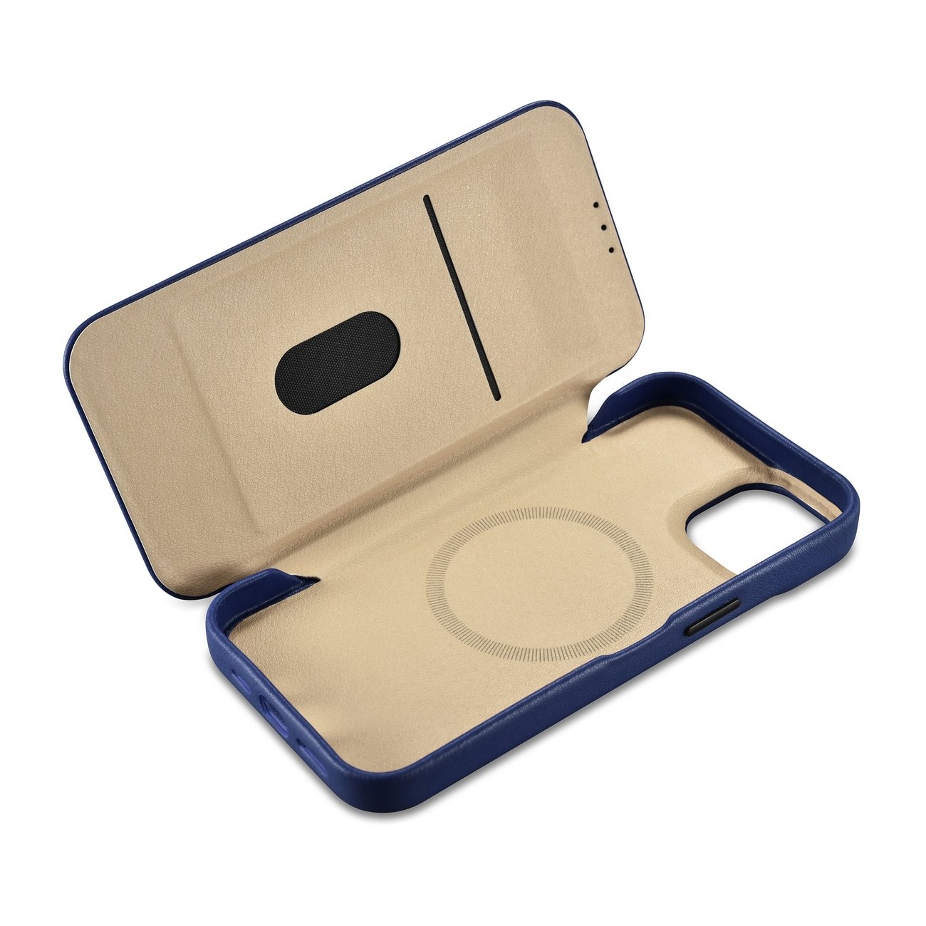 iCarer CE Premium Leather Folio Case for iPhone 14 Plus Magnetic Flip MagSafe Blue (WMI14220715-BU)