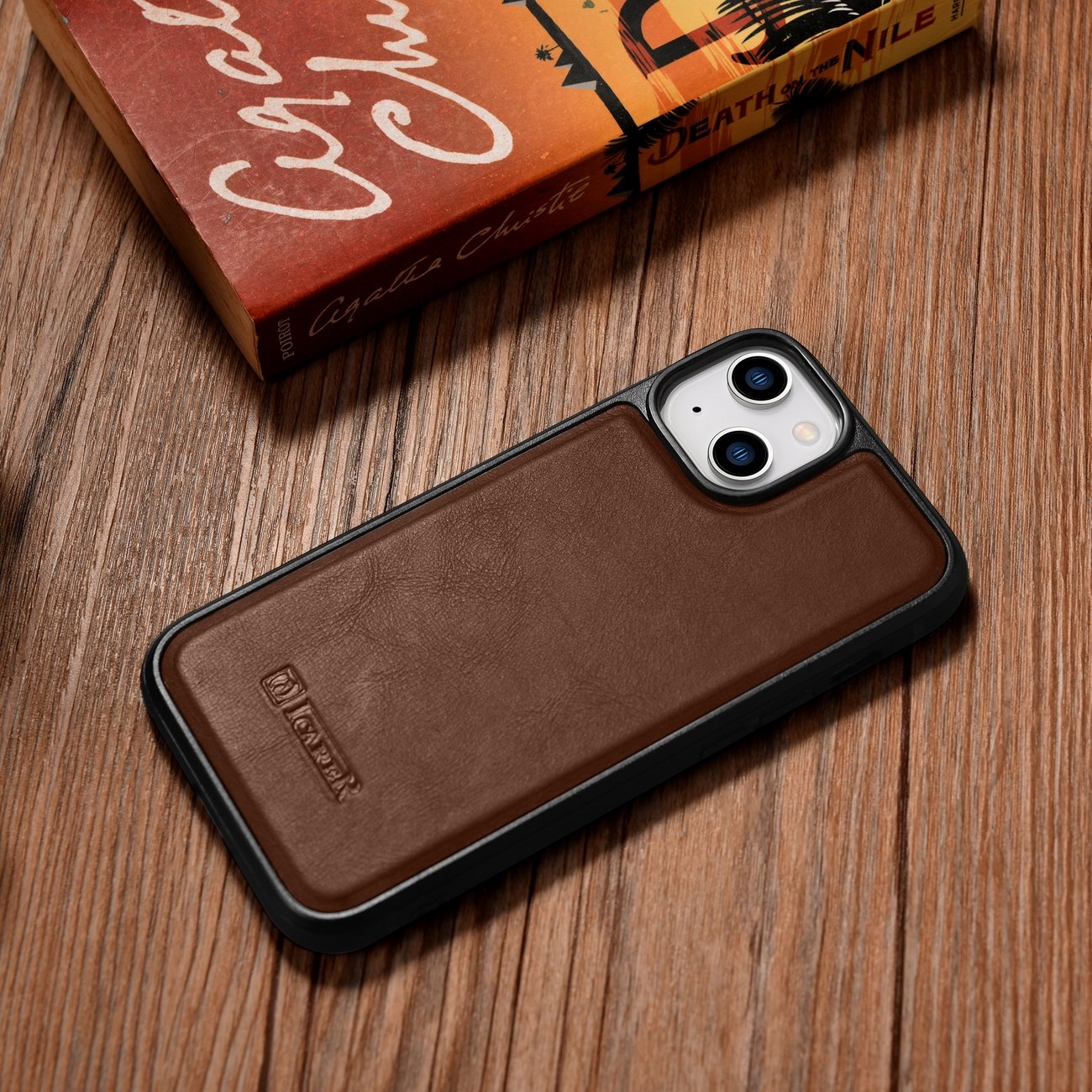 iCarer Leather Oil Wax ægte læderetui til iPhone 14 Plus (MagSafe-kompatibel) Brun (WMI14220719-BN)