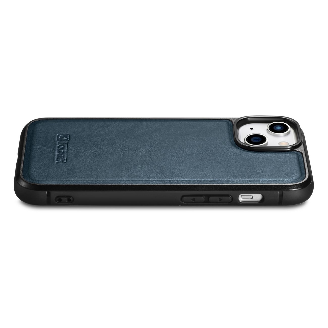 iCarer Leather Oil Wax-etui dækket med naturlæder til iPhone 14 Plus blå (WMI14220719-BU)