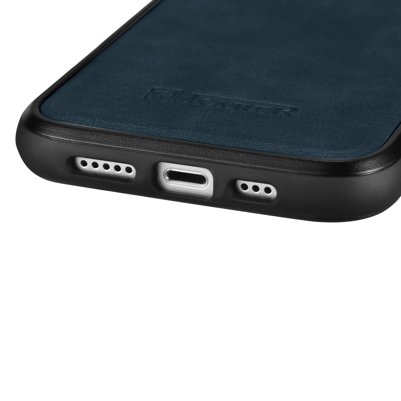 iCarer Leather Oil Wax-etui dækket med naturlæder til iPhone 14 Plus blå (WMI14220719-BU)