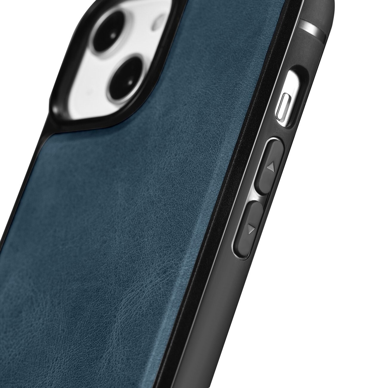 iCarer Leather Oil Wax-etui dækket med naturlæder til iPhone 14 Plus blå (WMI14220719-BU)